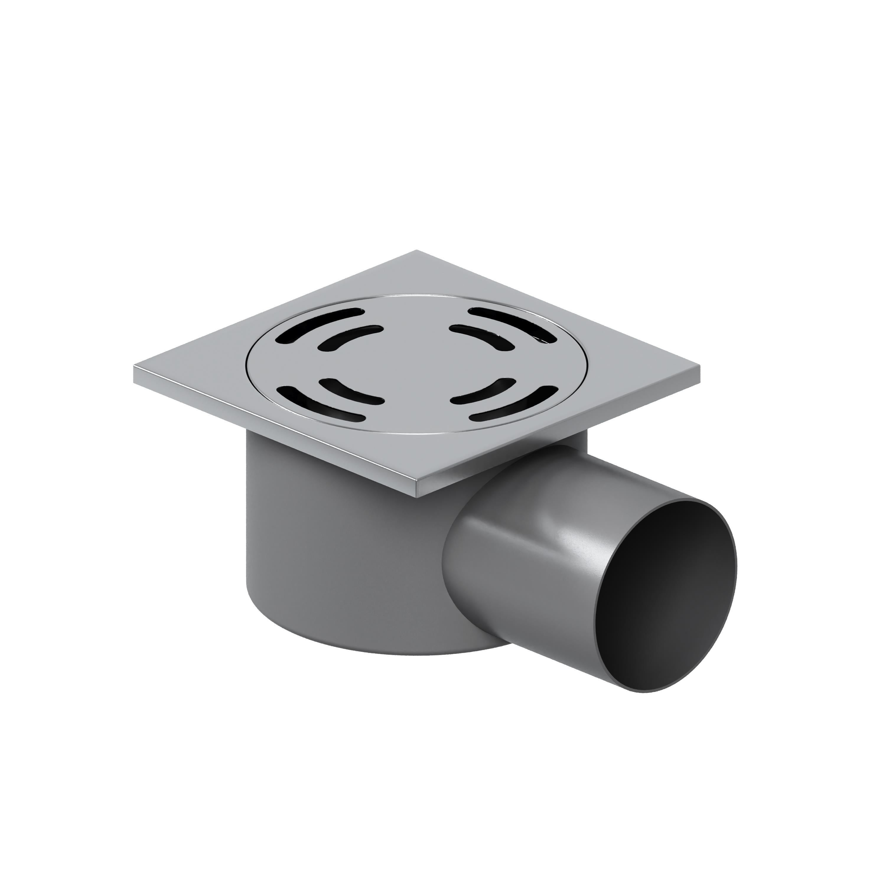 Aqua Bagno Basic 1.0 Yer Sifonu 10x10 cm Metal Paslanmaz Kapaklı - 304 ,50’lik, Yandan Çıkış | 90.99.07.01.00