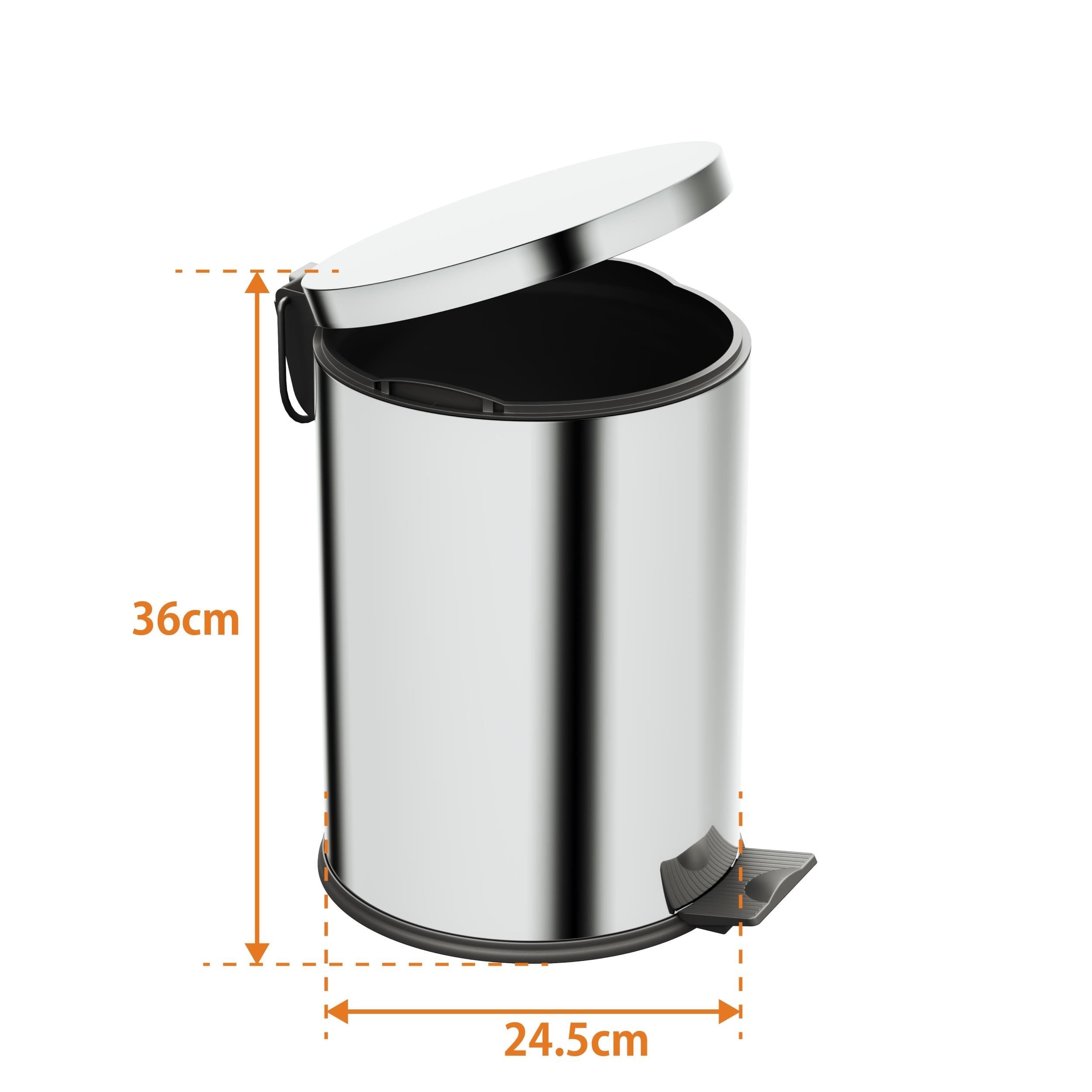 Aqua Bagno Basic Çöp Kovası - Pedallı 12 L, Parlak Krom Paslanmaz | 35.99.57.03.01