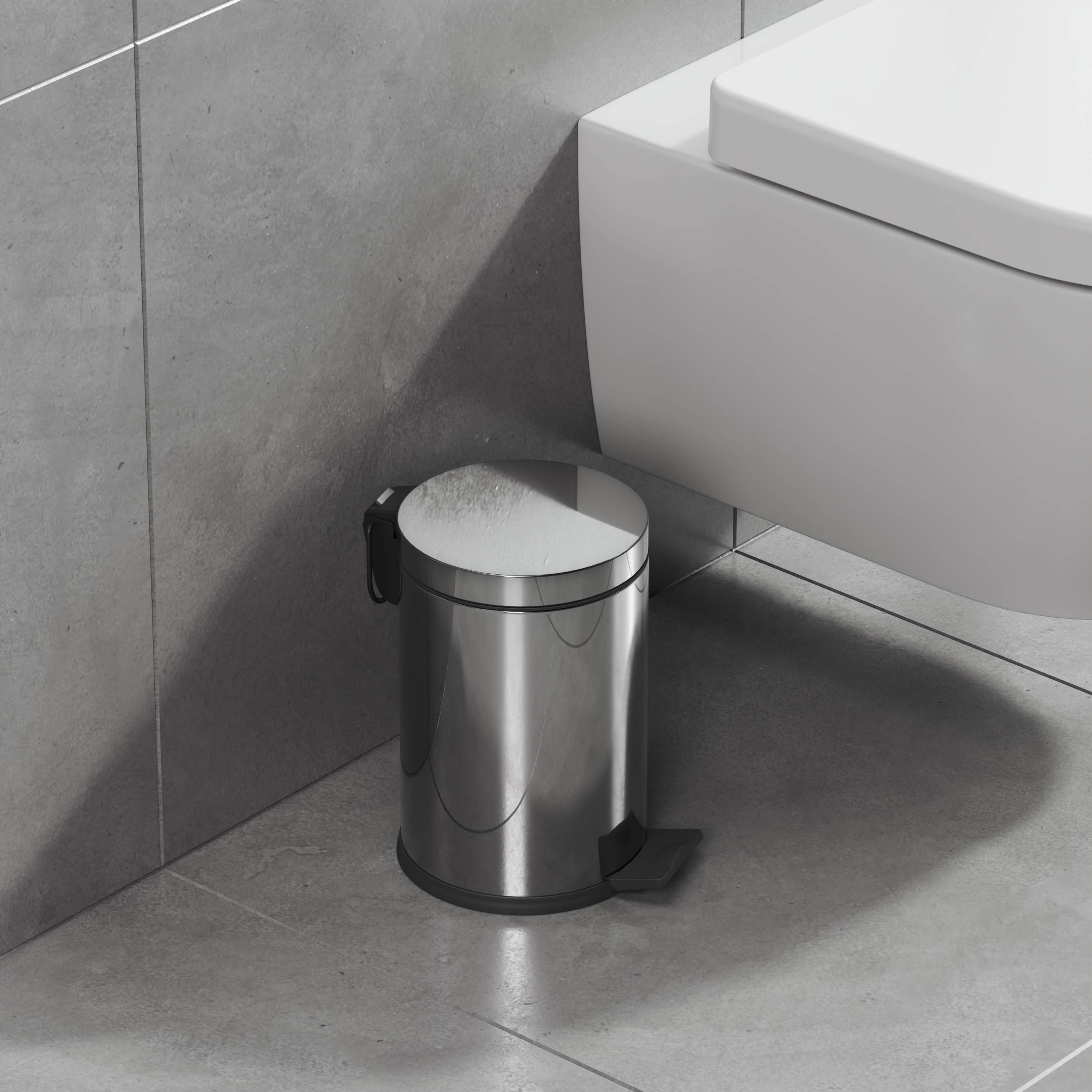 Aqua Bagno Basic Çöp Kovası - Pedallı 3 L, Parlak Krom Paslanmaz | 35.99.57.01.01
