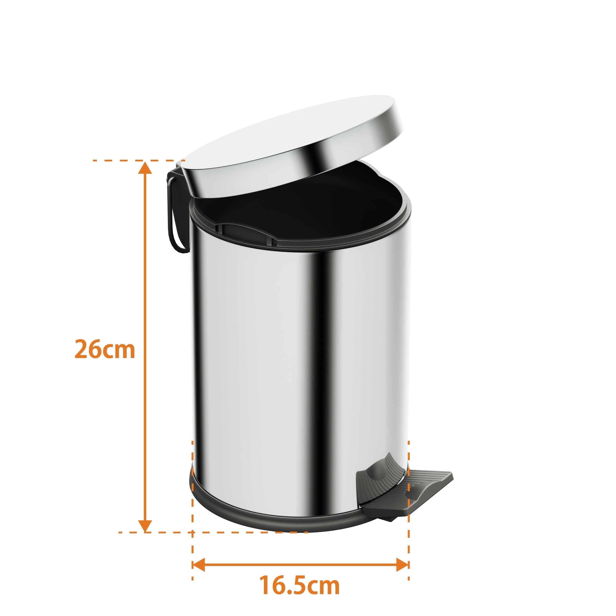 Aqua Bagno Basic Çöp Kovası - Pedallı 3 L, Parlak Krom Paslanmaz | 35.99.57.01.01