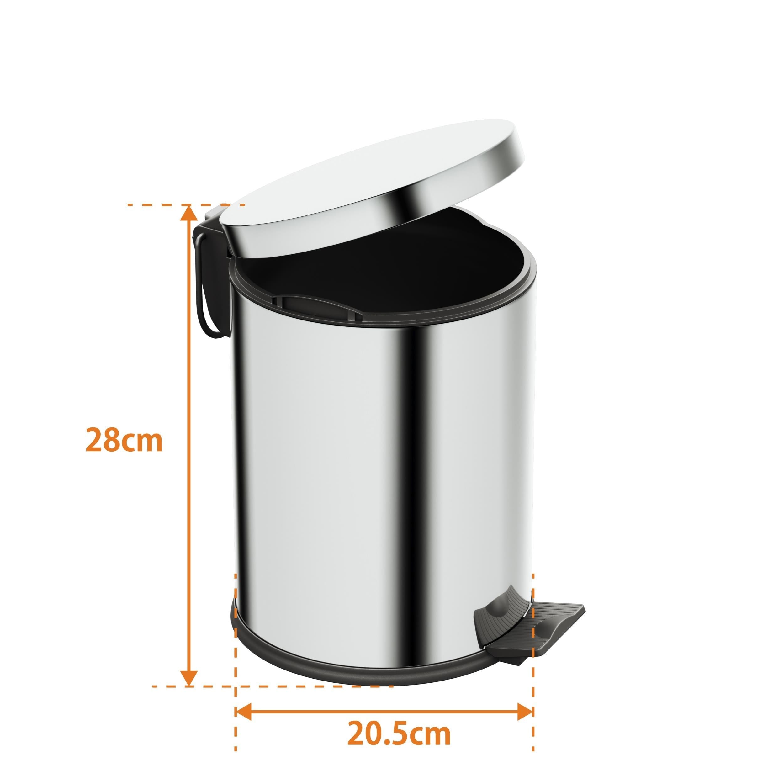 Aqua Bagno Basic Çöp Kovası - Pedallı 5 L, Parlak Krom Paslanmaz | 35.99.57.02.01