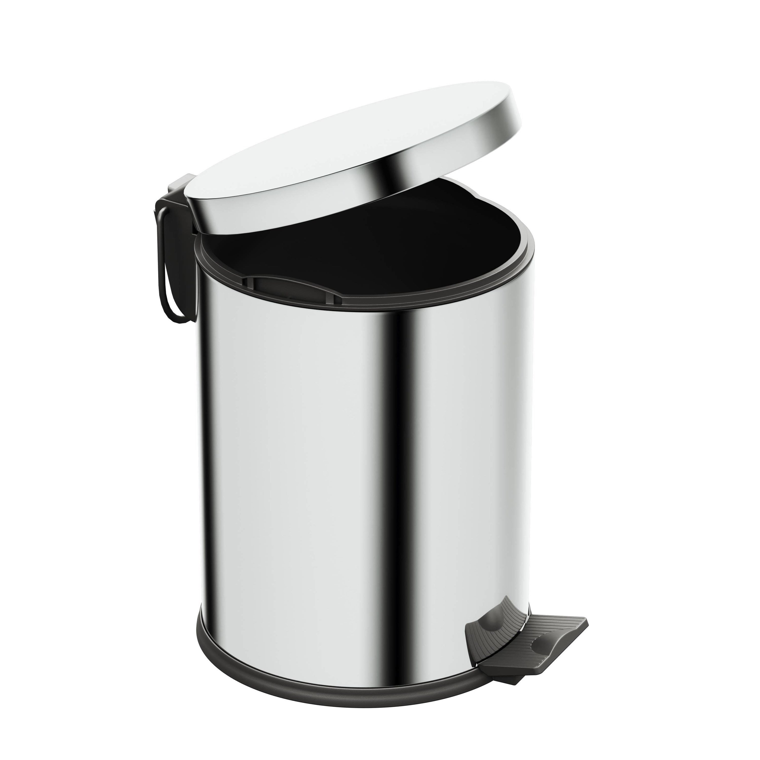 Aqua Bagno Basic Çöp Kovası - Pedallı 5 L, Parlak Krom Paslanmaz | 35.99.57.02.01