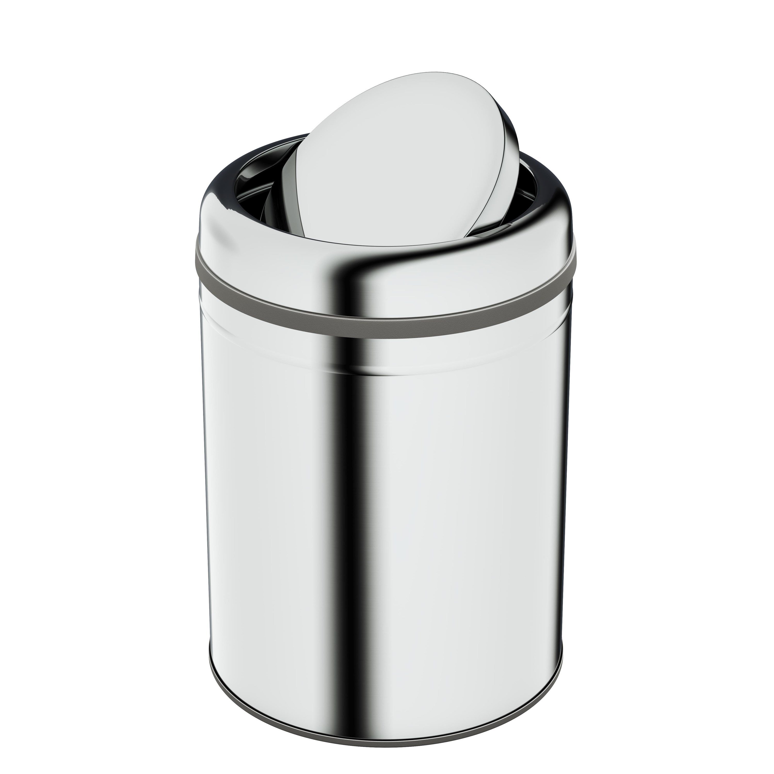 Aqua Bagno Basic Çöp Kovası - Sallanır Kapaklı 8 L, Parlak Krom Paslanmaz | 35.99.57.06.01