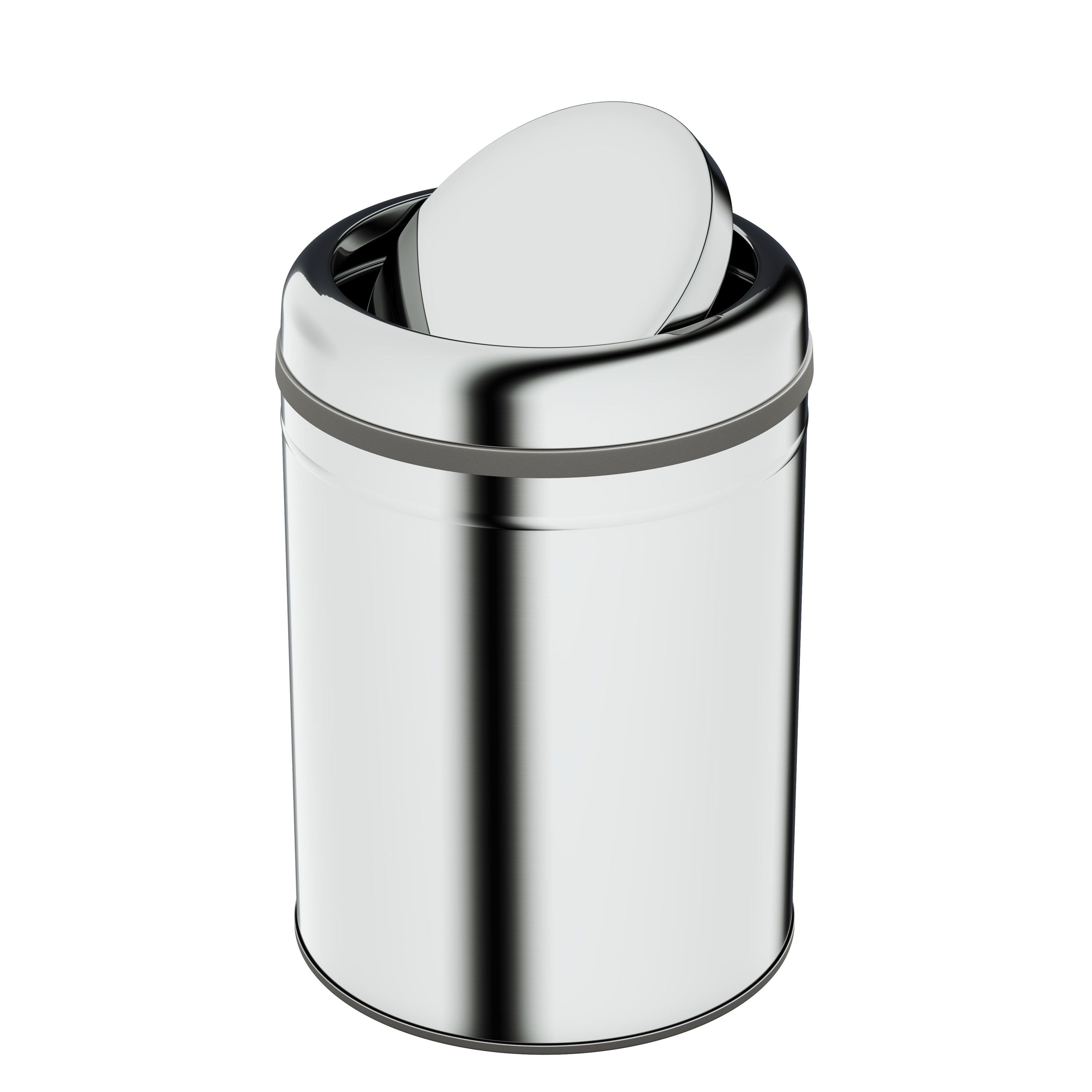 Aqua Bagno Basic Çöp Kovası - Sallanır Kapaklı 8 L, Parlak Krom Paslanmaz | 35.99.57.06.01