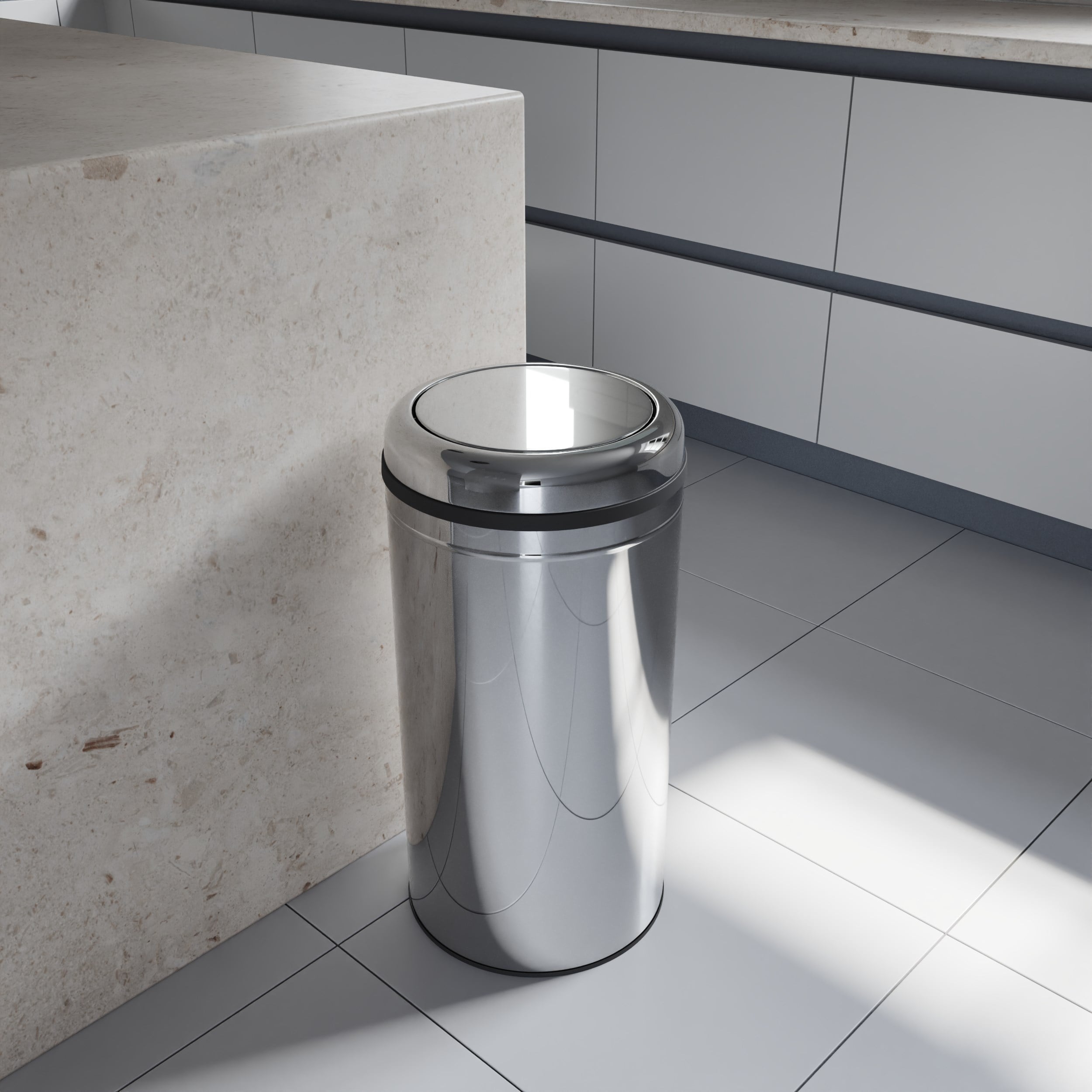 Aqua Bagno Basic Çöp Kovası - Sallanır Pratik Kapaklı - 45 L - Parlak Krom - 35.99.57.08.01