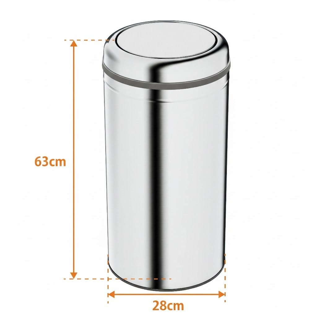 Aqua Bagno Basic Çöp Kovası - Sallanır Pratik Kapaklı - 45 L - Parlak Krom - 35.99.57.08.01