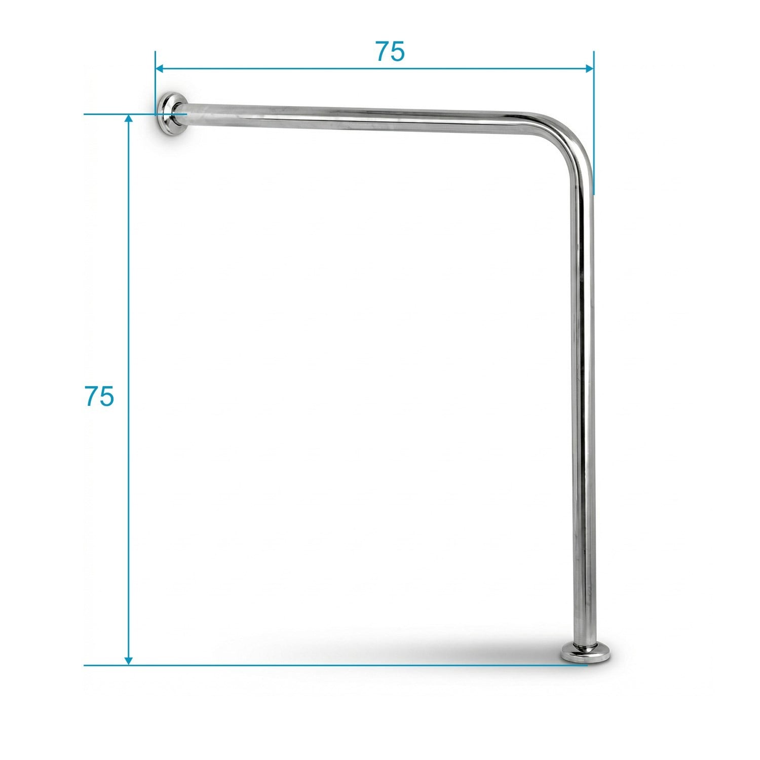 Aqua Bagno Basic Engelli Tutunma Barı 75x75 cm Paslanmaz Çelik Zemin Destekli Banyo Barı
