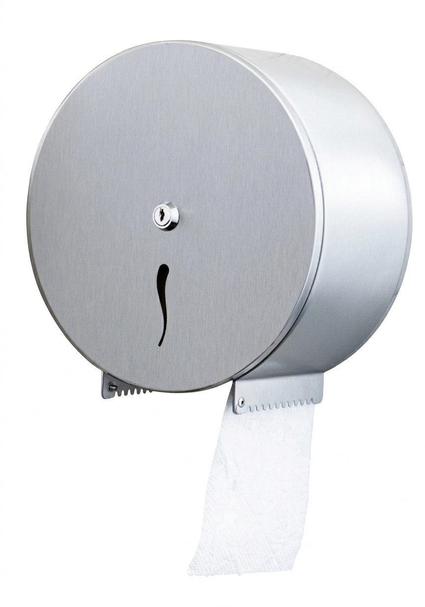 Aqua Bagno Basic Jumbo Tuvalet Kağıtlığı Paslanmaz Çelik Mat Krom Kilitli Dispenser