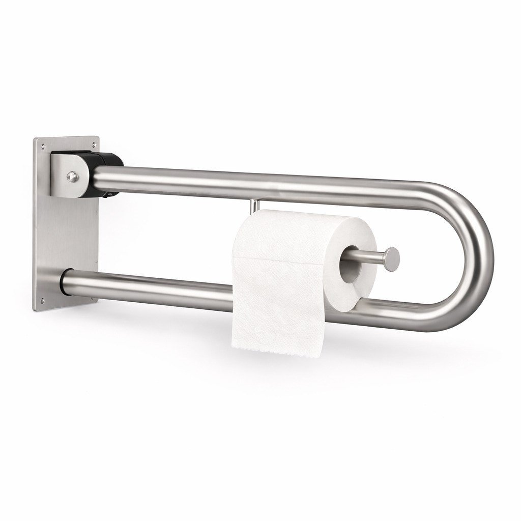 Aqua Bagno Basic Mafsallı Engelli Tutunma Barı – Tuvalet Kağıtlıklı – Paslanmaz Çelik 35.90.91.01.01