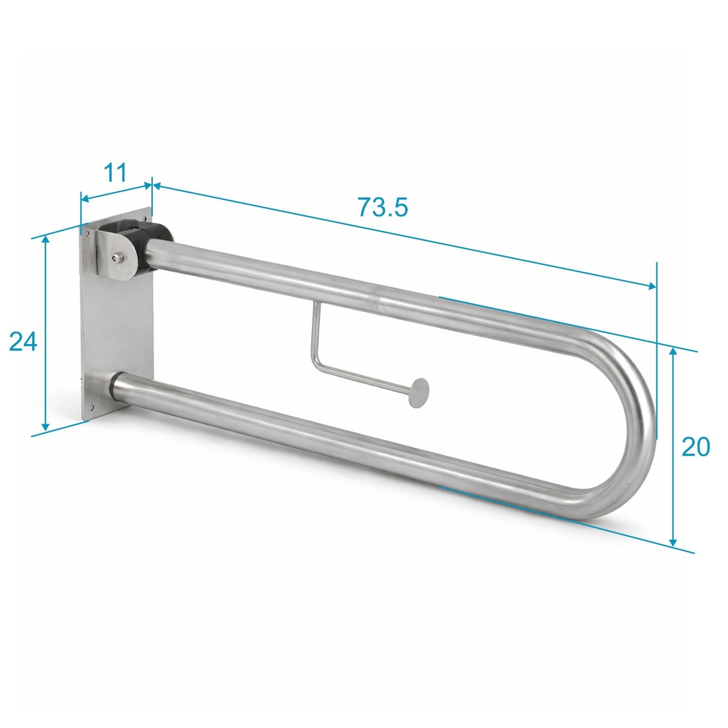 Aqua Bagno Basic Mafsallı Engelli Tutunma Barı – Tuvalet Kağıtlıklı – Paslanmaz Çelik 35.90.91.01.01