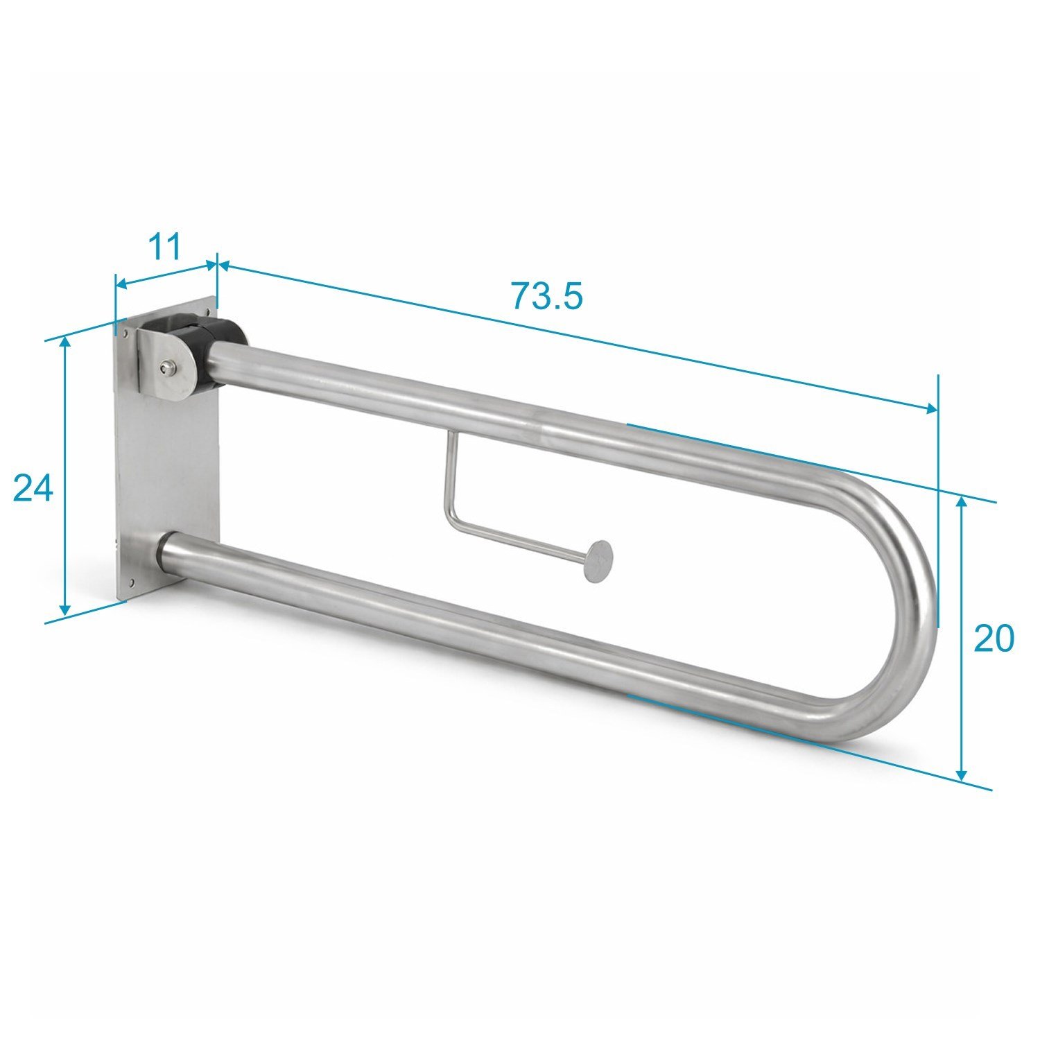 Aqua Bagno Basic Mafsallı Engelli Tutunma Barı – Tuvalet Kağıtlıklı – Paslanmaz Çelik 35.90.91.01.01