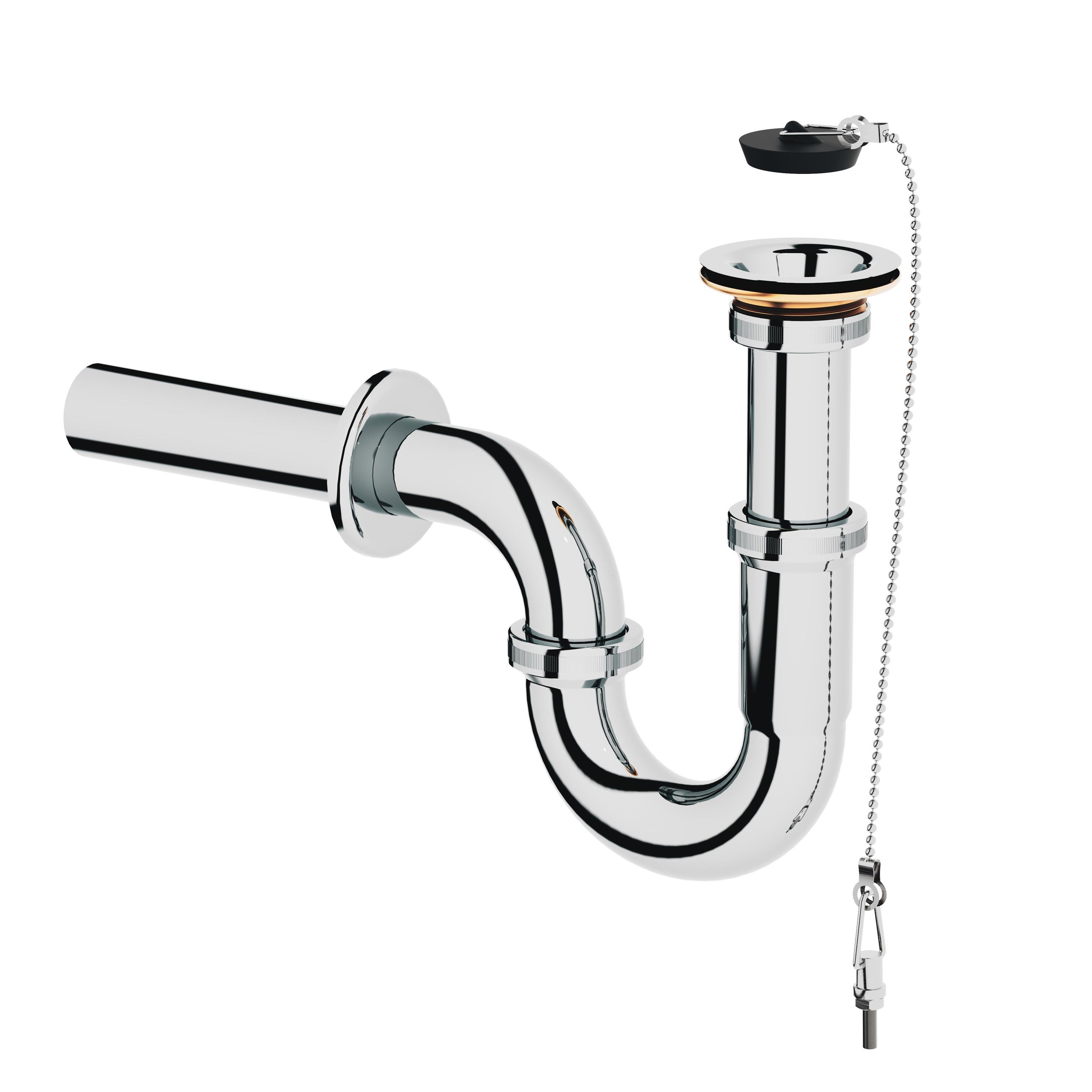 Aqua Bagno Basic Metal Sifon - Süzgeç Dahil - Parlak Krom - 32 mm Çıkış Ucu | 90.99.60.10