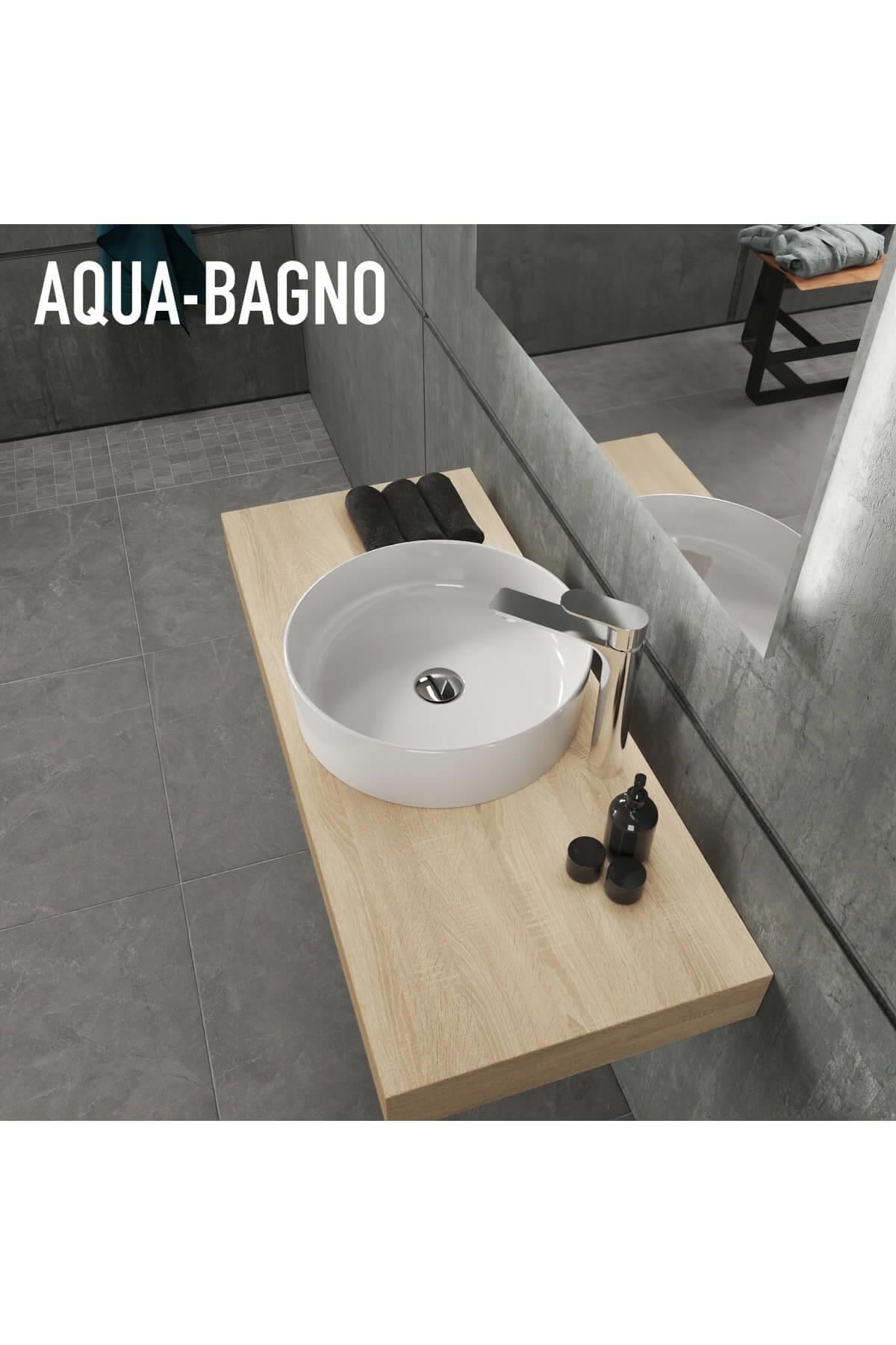 Aqua Bagno Bianzo Tezgah Üstü Çanak Lavabo, Batarya Deliksiz, 42 cm Beyaz | 24.31.42.1.NO.NT