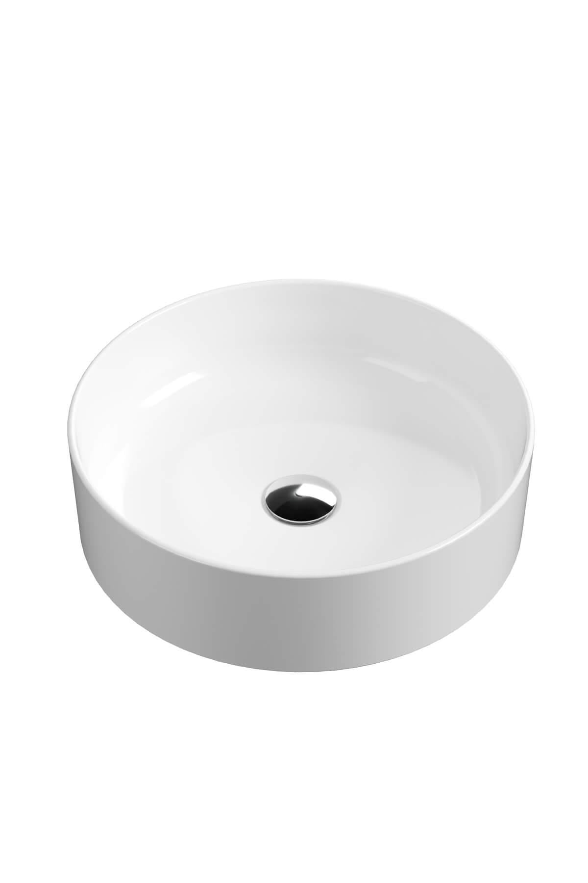 Aqua Bagno Bianzo Tezgah Üstü Çanak Lavabo, Batarya Deliksiz, 42 cm Beyaz | 24.31.42.1.NO.NT