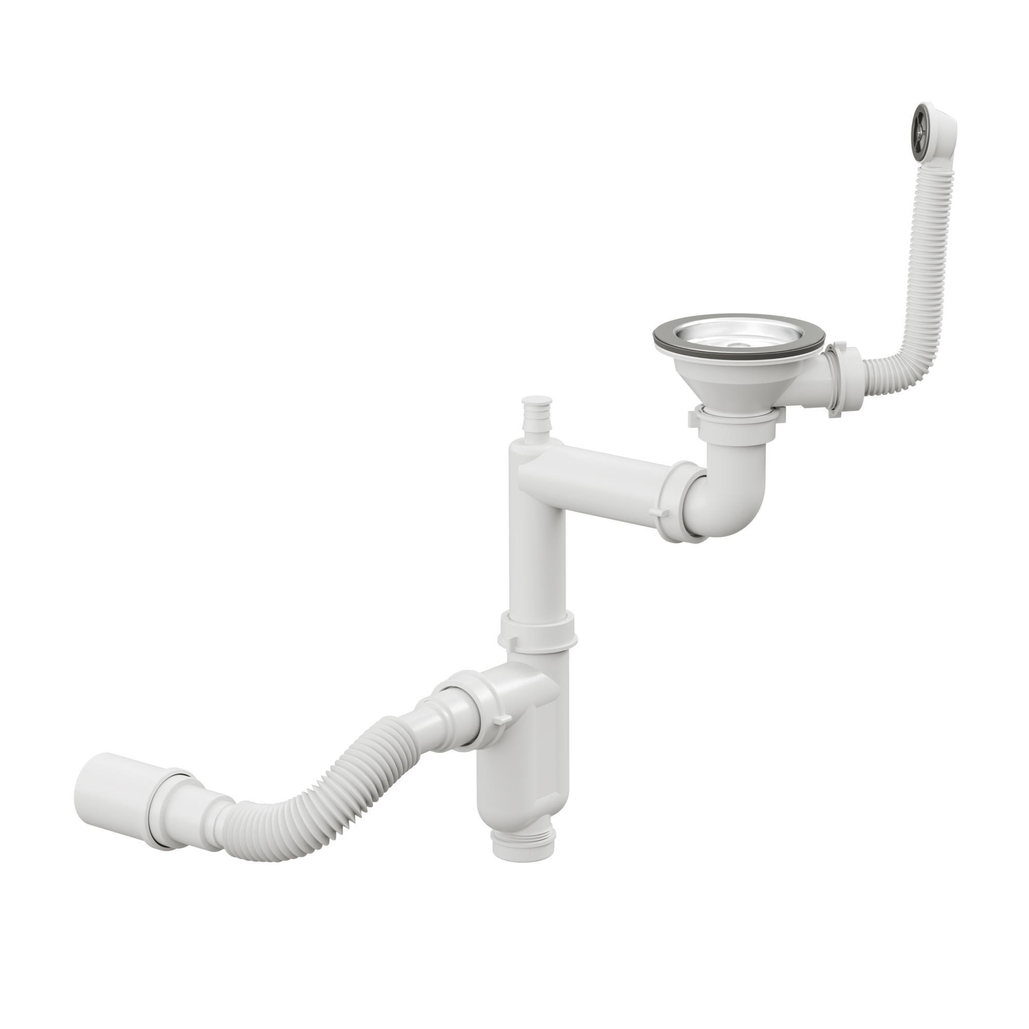 Aqua Bagno Comfort Yer Kazandıran Mutfak Eviye Sifonu, Kolay Temizlenir, Ayarlanabilir Koku Önleyici Gider Borulu,11,5 cm Eviye Giriş | 90.99.70.01.02