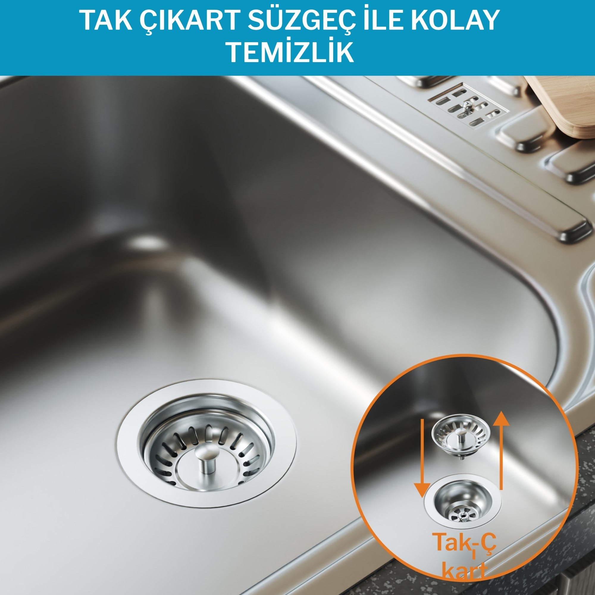 Aqua Bagno Comfort Yer Kazandıran Taşma Deliksiz Mutfak Eviye Sifonu – Kolay Temizlenir, Ayarlanabilir Koku Önleyici Gider Borulu-90.99.70.02.01