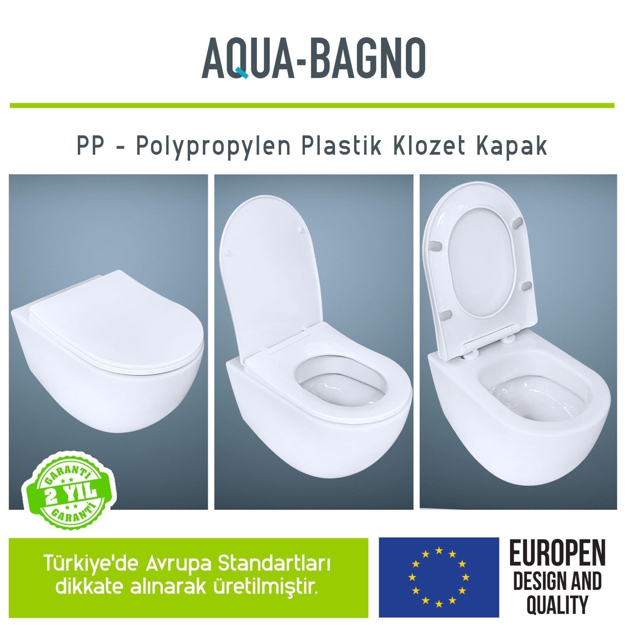 Aqua Bagno, Diamond Klozet Kapağı, Beyaz, Yavaş Kapanan, PP | 90.99.50.09
