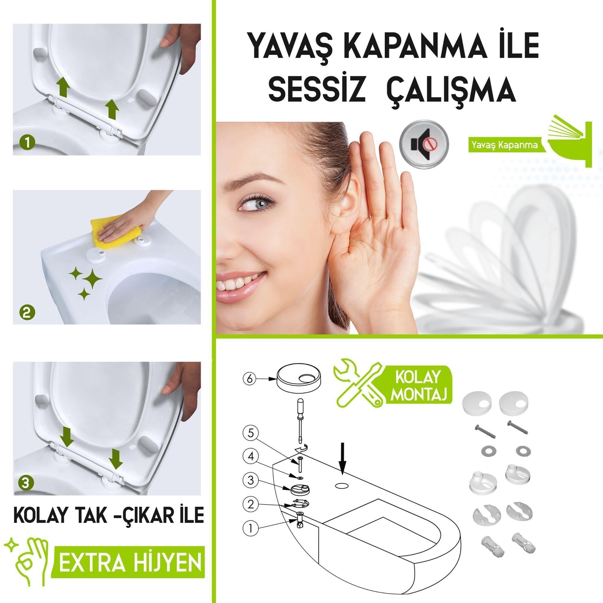 Aqua Bagno, Diamond Klozet Kapağı, Beyaz, Yavaş Kapanan, PP | 90.99.50.09