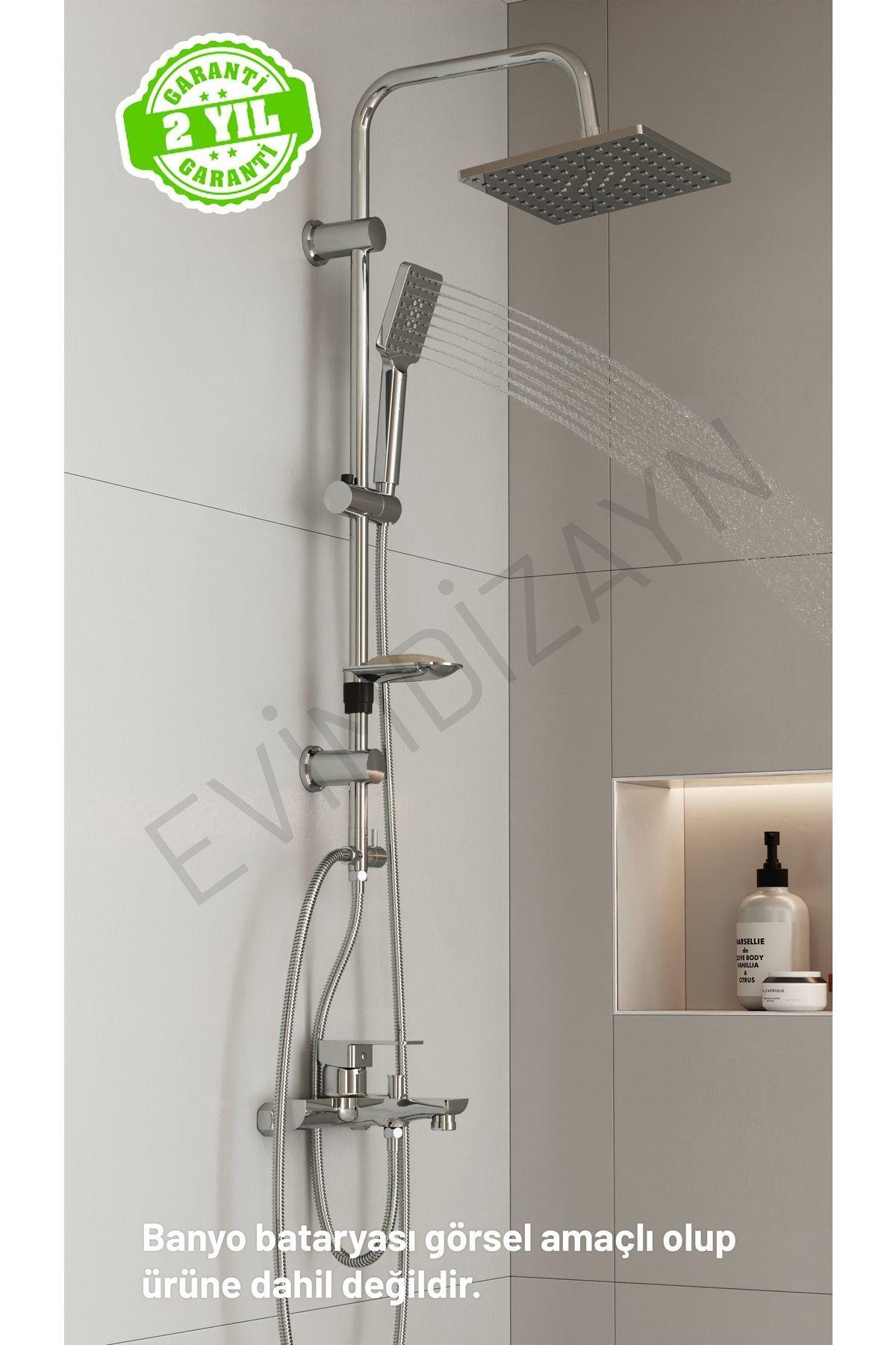Aqua Bagno Flow Kare Tepe Duşu Seti, Parlak Krom