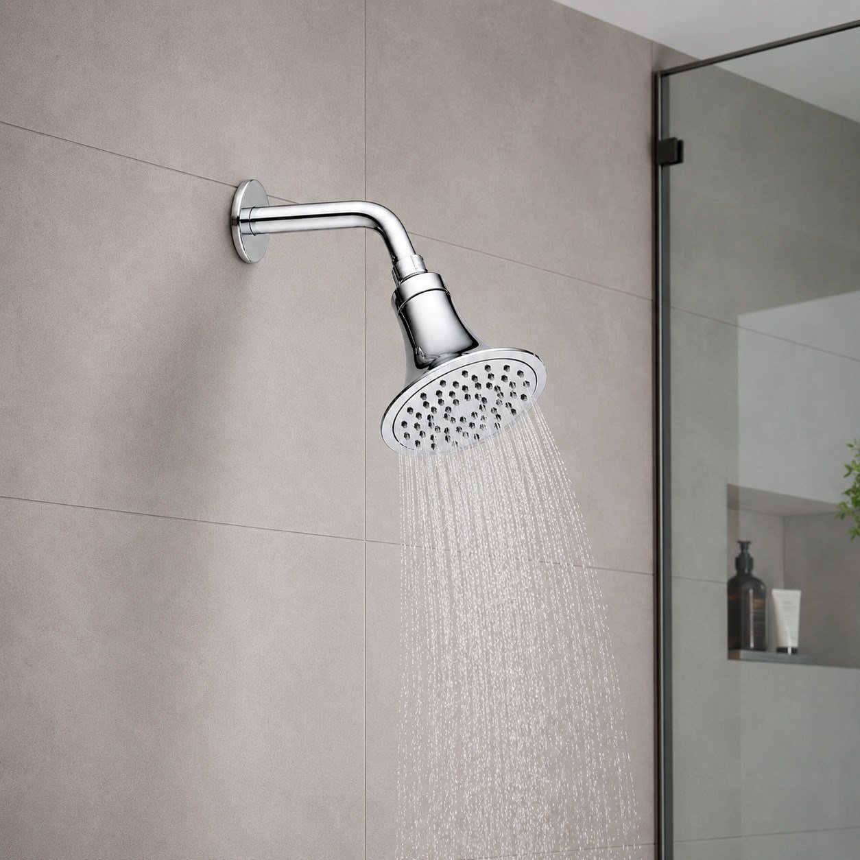 Aqua Bagno Largo Tepe Duş Başlığı 12,5 cm Duvar Tipi Duş Kolu Seti Krom | 80.03.04.01.01