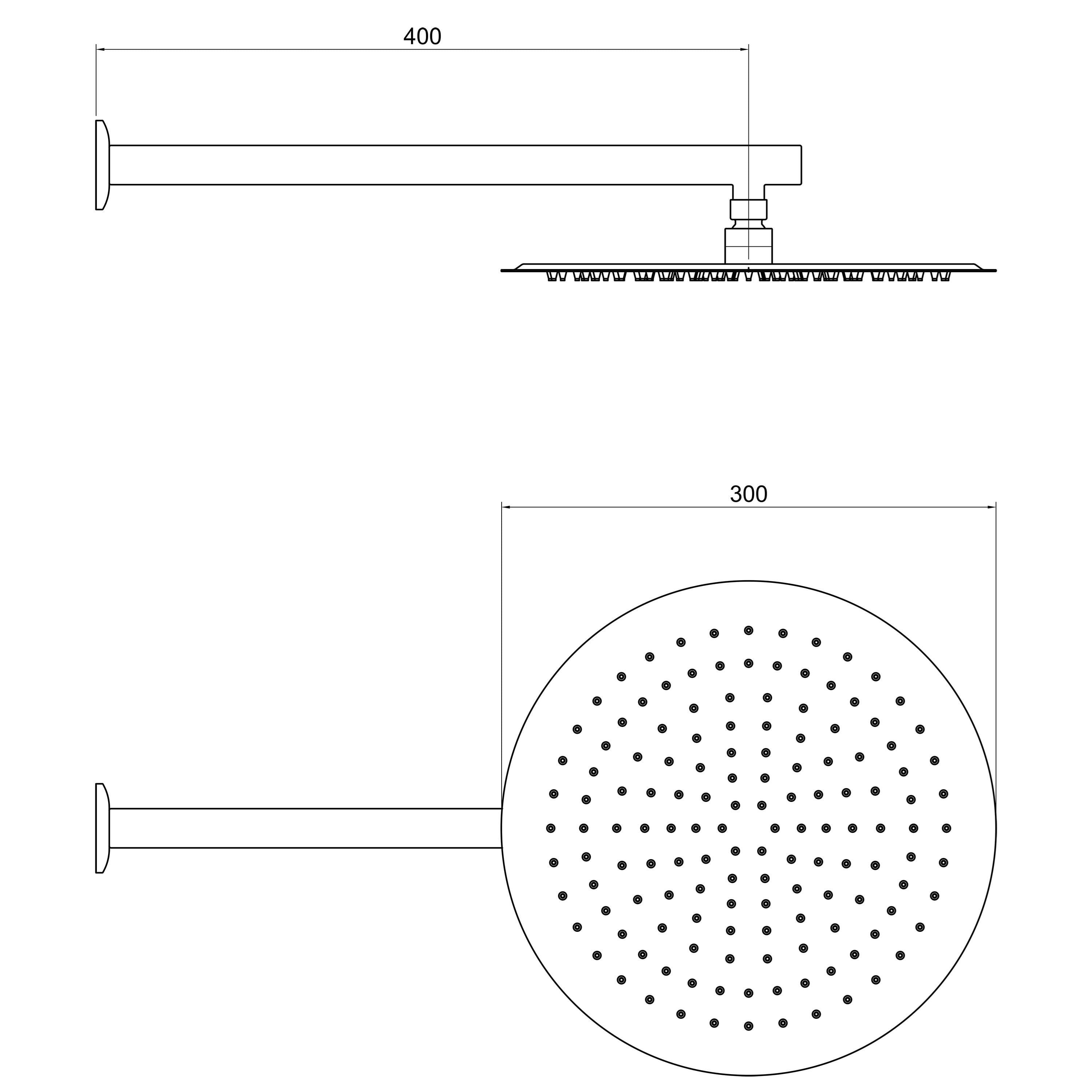 Aqua Bagno Largo Tepe Duşu 30x30 cm, Duvardan Duş Kolu 42,5 cm Paslanmaz Krom - 2 Parça Set | 30.30.77.01.05