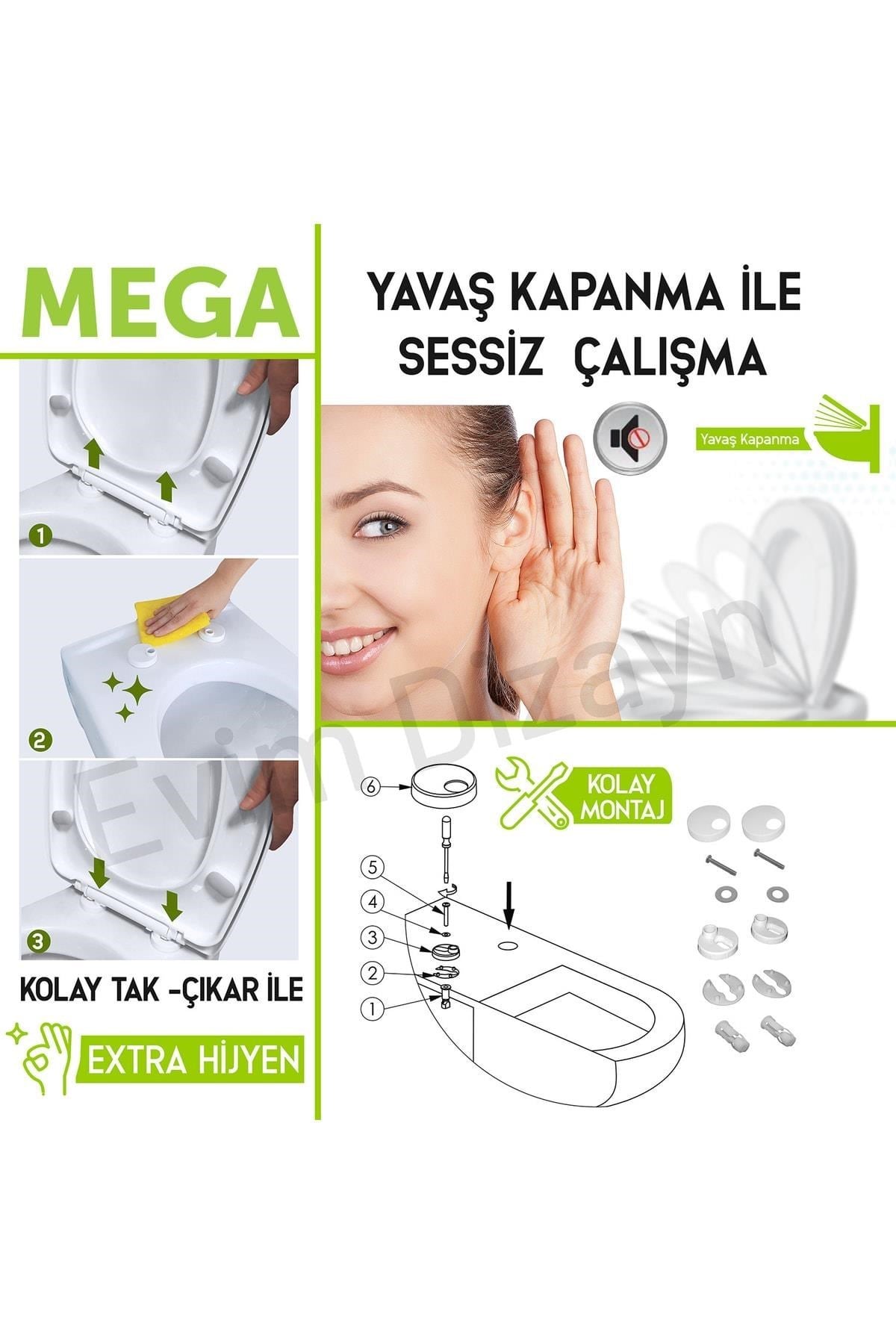 Aqua Bagno Mega Yavaş Kapanan Klozet Kapağı Beyaz | 90.99.50.41