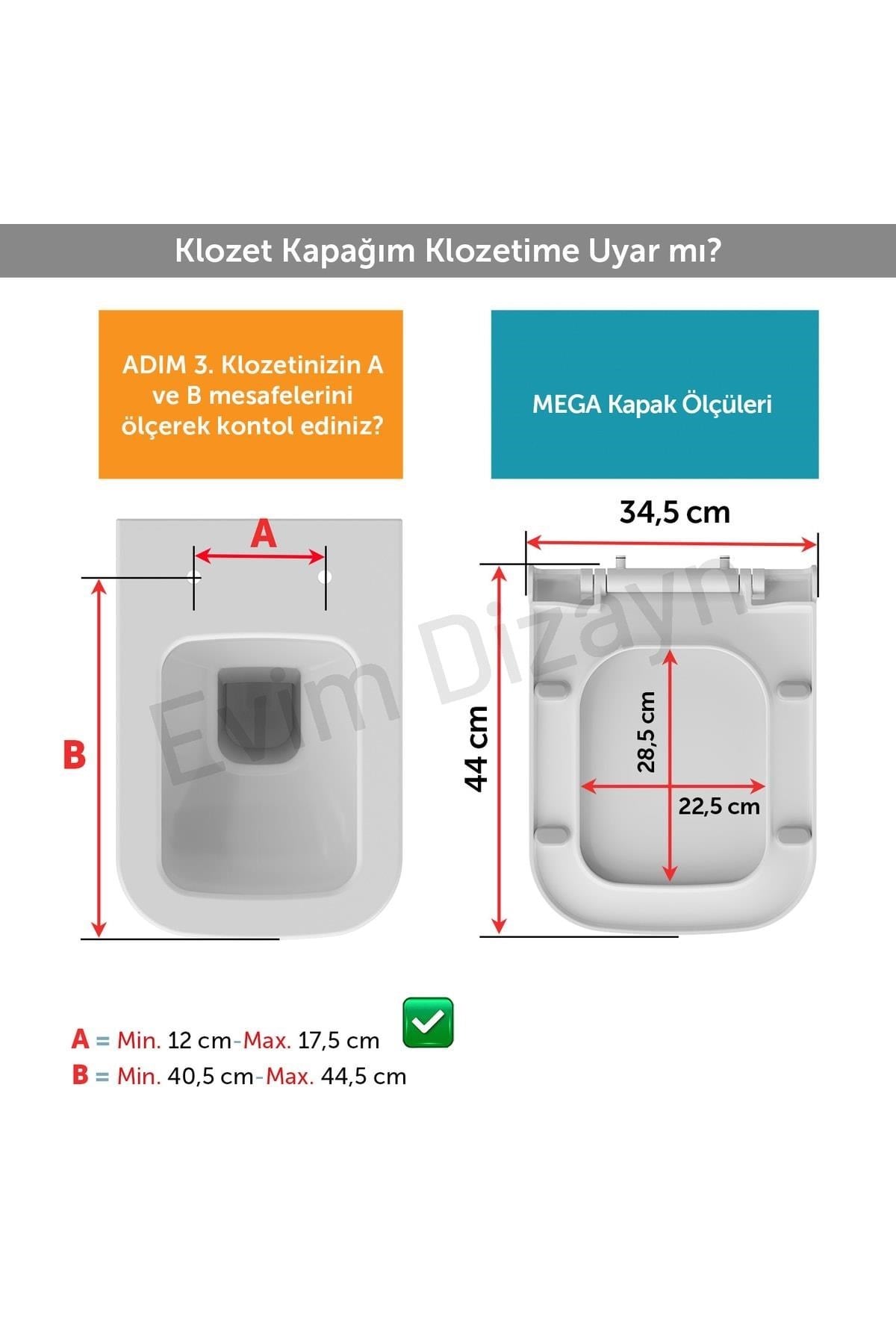 Aqua Bagno Mega Yavaş Kapanan Klozet Kapağı Beyaz | 90.99.50.41