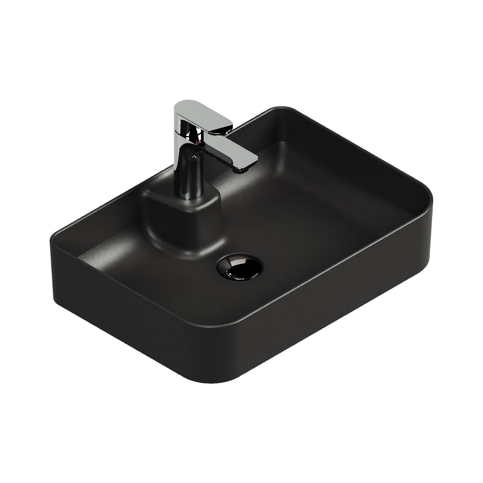 Aqua Bagno Mestola Tezgah Üstü Lavabo Batarya Delikli, 50x35 cm, Mat Siyah | 19.31.50.4.NO