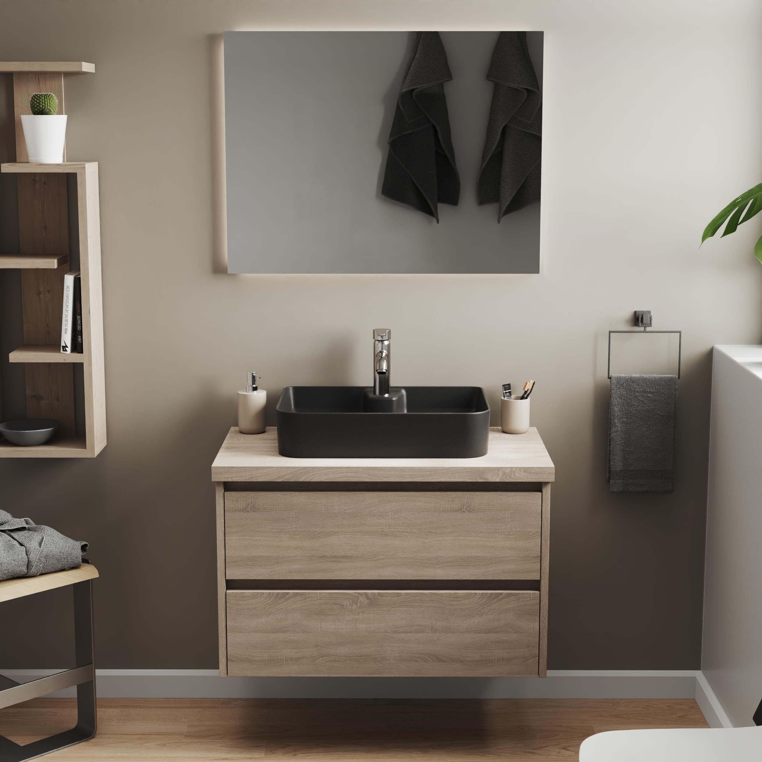 Aqua Bagno Mestola Tezgah Üstü Lavabo Batarya Delikli, 50x35 cm, Mat Siyah | 19.31.50.4.NO