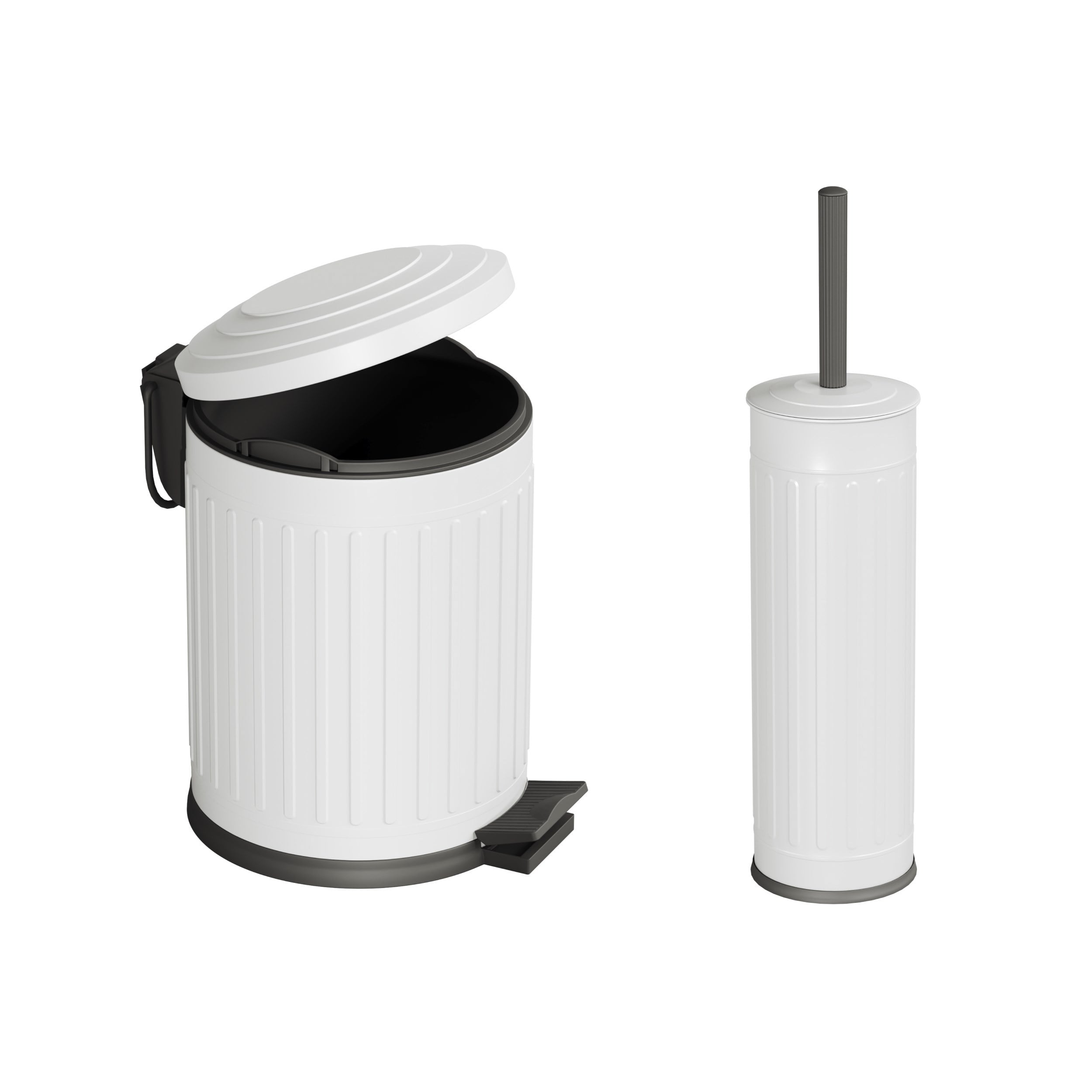 Aqua Bagno Midas  Klozet Fırçası + Çöp Kovası 5 lt -2 Parça Set, Mat Beyaz | 35.22.89.01.04
