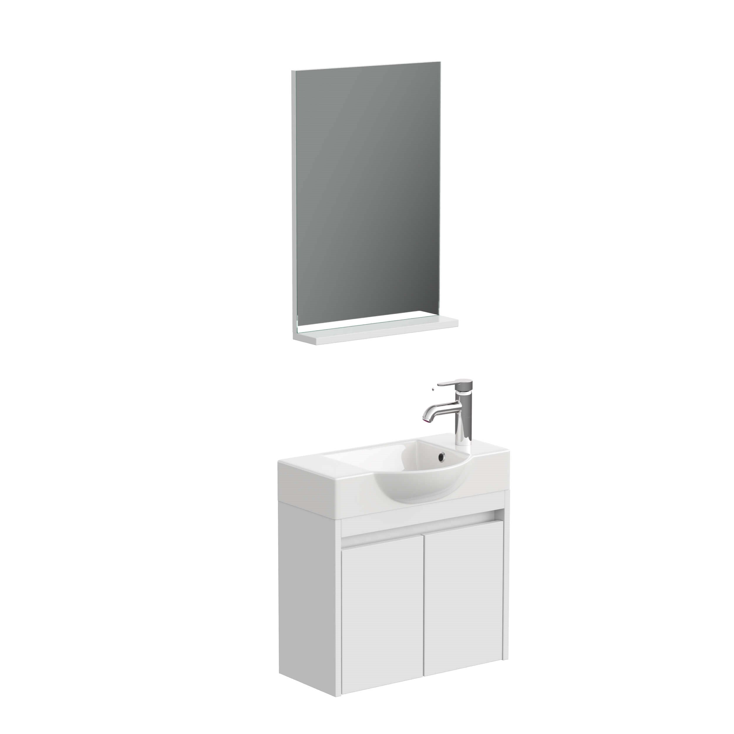 Aqua Bagno Minizia Banyo Dolabı 55 x 32  cm. Beyaz,Lavabo Dahil | ABS.50.35.01.03