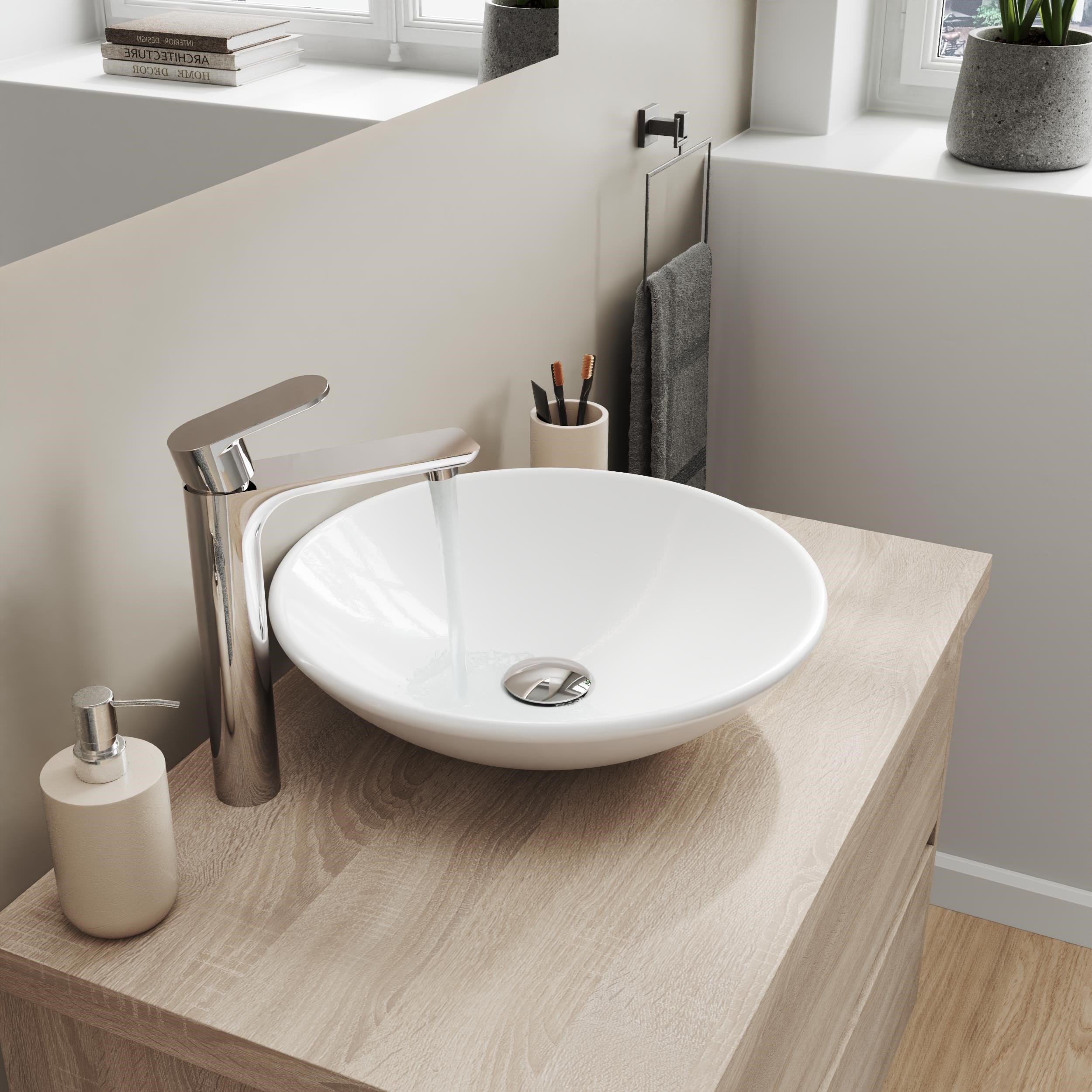 Aqua Bagno Minizia Tezgah Üstü Çanak Lavabo, Batarya Deliksiz, 40 cm Beyaz | 25.31.40.1.NO.NT