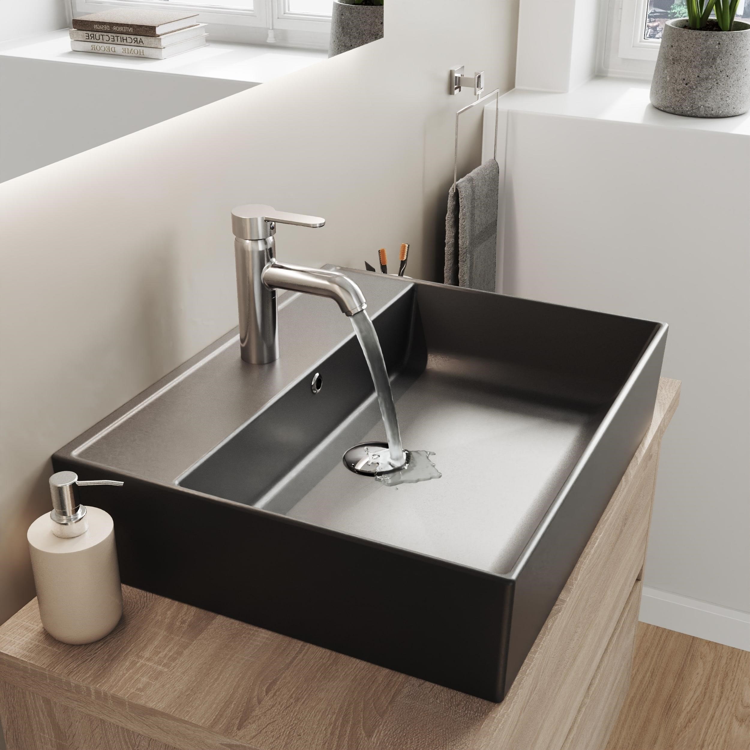 Aqua Bagno Plan Tezgah Üstü Kare Lavabo, 55x45 cm Mat Siyah | 10.16.30.03.04