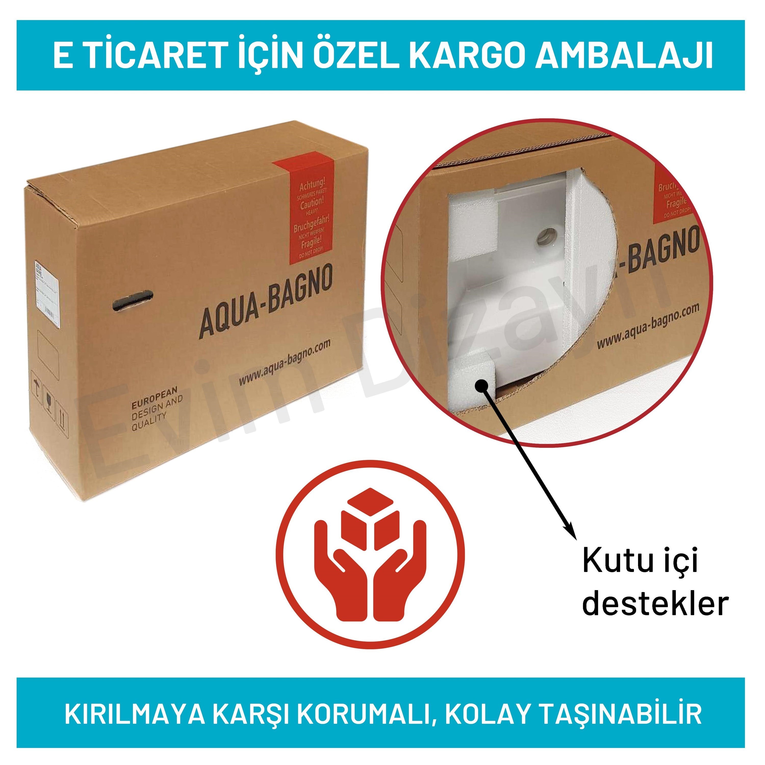 Aqua Bagno Plan Tezgah Üstü Kare Lavabo , 100 x 45 cm. ,Beyaz