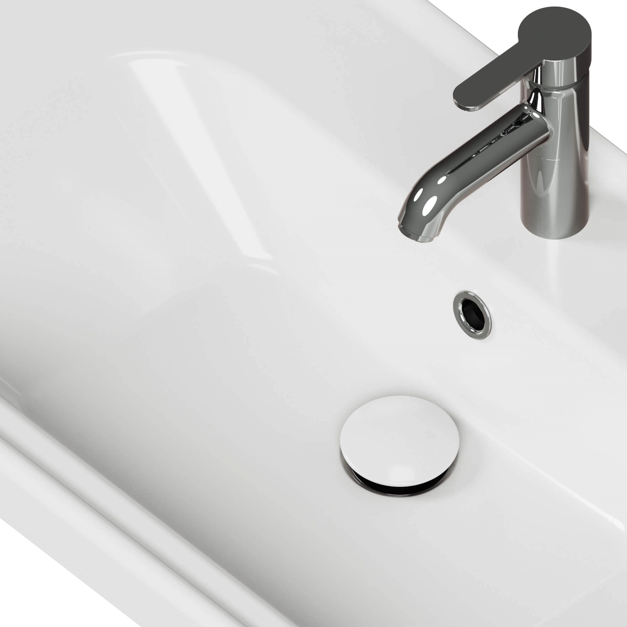 Aqua Bagno Pop-up Sifon, Beyaz Seramik Başlıklı, Taşma Delikli, (1 -1/4)  | 90.99.05.05.01