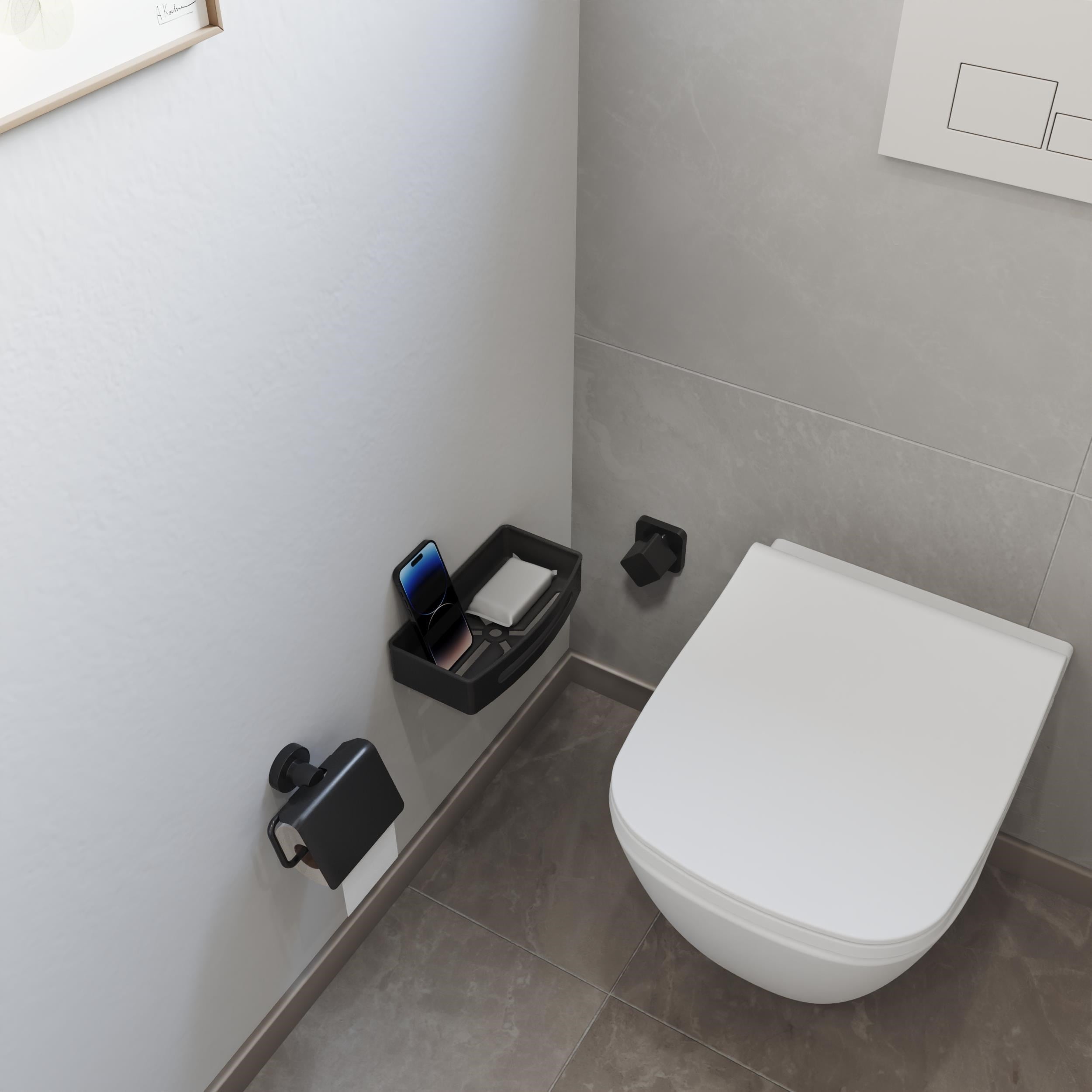 Aqua Bagno Smart Tekli Süngerlik 24x12,5 cm, Mat Siyah | 35.29.56.04.03