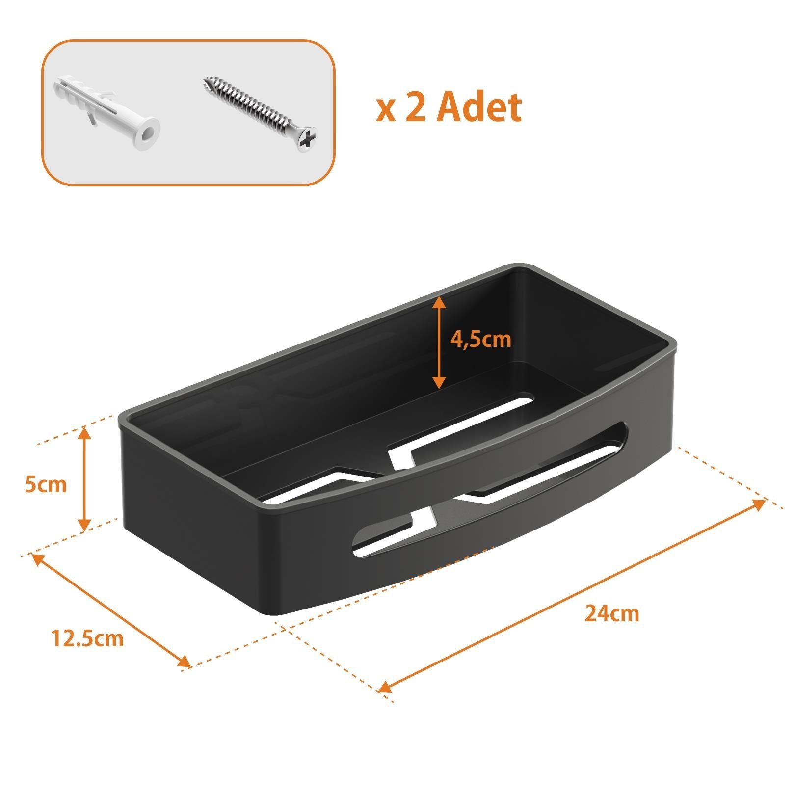 Aqua Bagno Smart Tekli Süngerlik 24x12,5 cm, Mat Siyah | 35.29.56.04.03