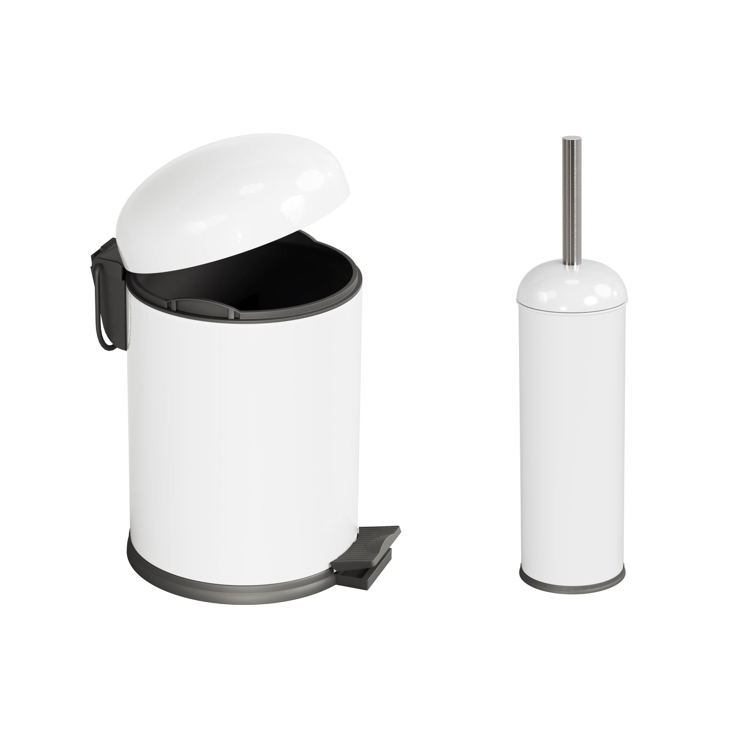 Aqua Bagno Smile  Klozet Fırçası + Çöp Kovası 5 lt -2 Parça Set, Beyaz | 35.20.89.01.04