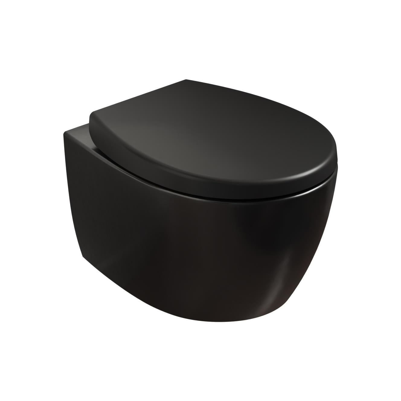 Aqua Bagno Smile Yavaş Kapanan Klozet Kapağı, Mat Siyah, Tak Çıkar, Duroplast | 90.99.50.32