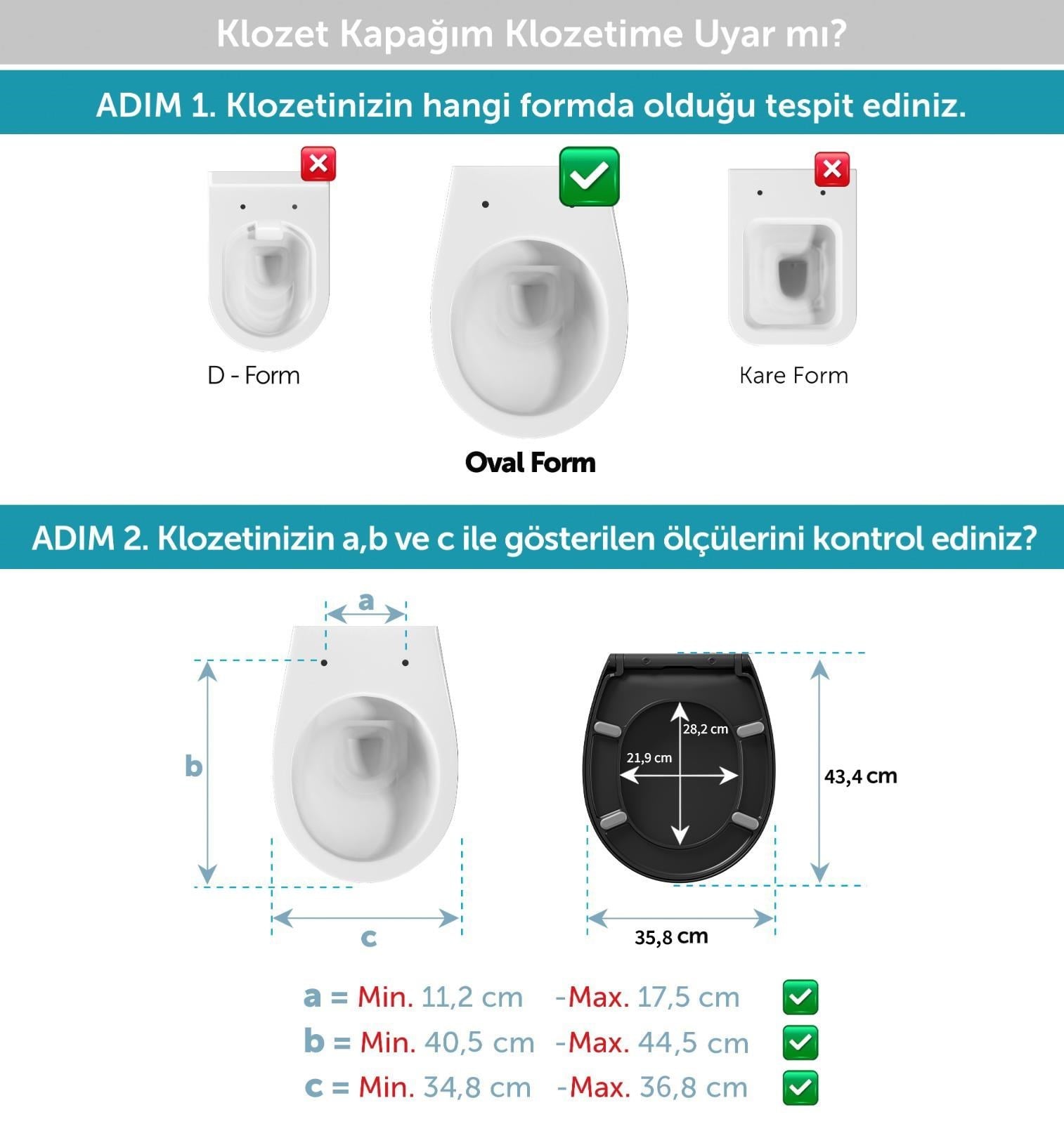 Aqua Bagno Smile Yavaş Kapanan Klozet Kapağı, Mat Siyah, Tak Çıkar, Duroplast | 90.99.50.32