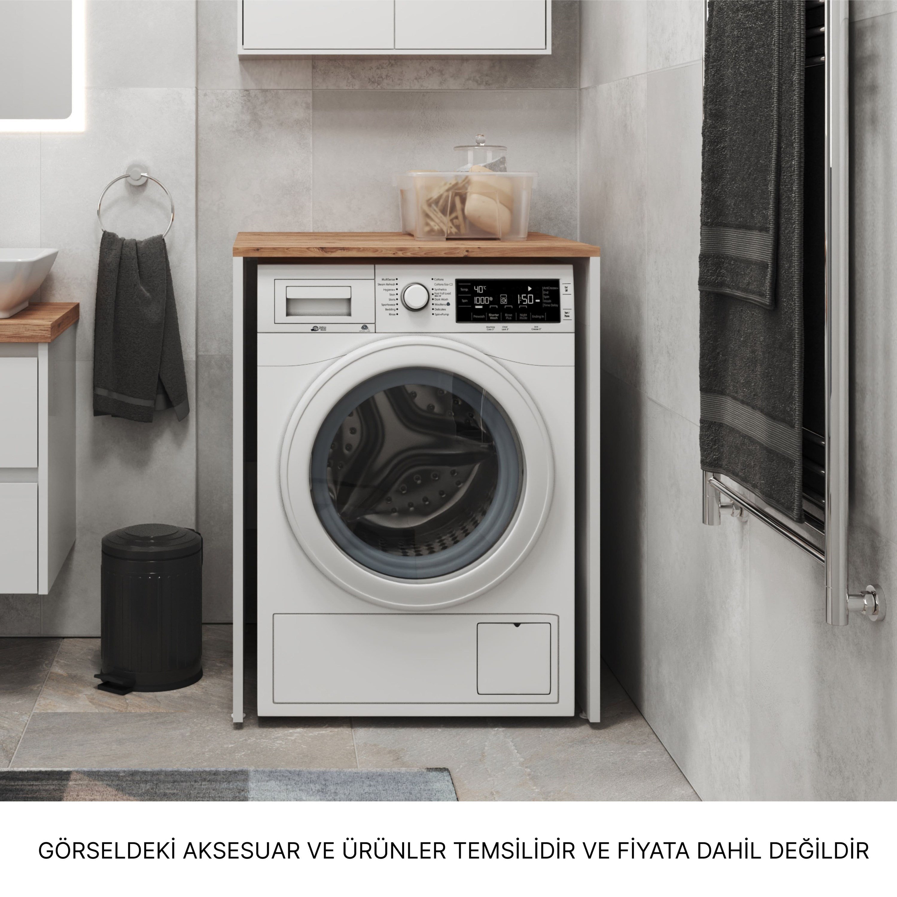 Aqua Bagno Urban Smartbox Çamaşır Makinesi Dolabı,  Atlantik Çam -Beyaz | 50.03.01.03.01