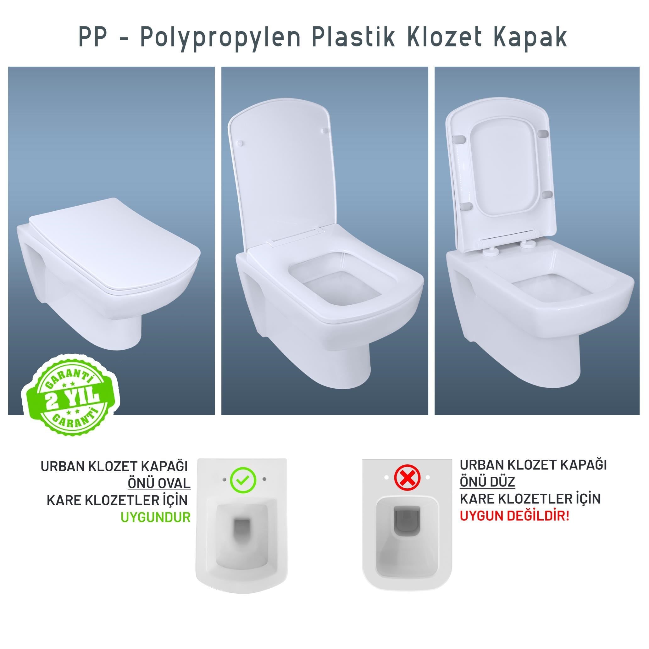 Aqua Bagno Urban Yavaş Kapanan Klozet Kapağı - Kare Önü Oval, Beyaz | 90.99.50.24