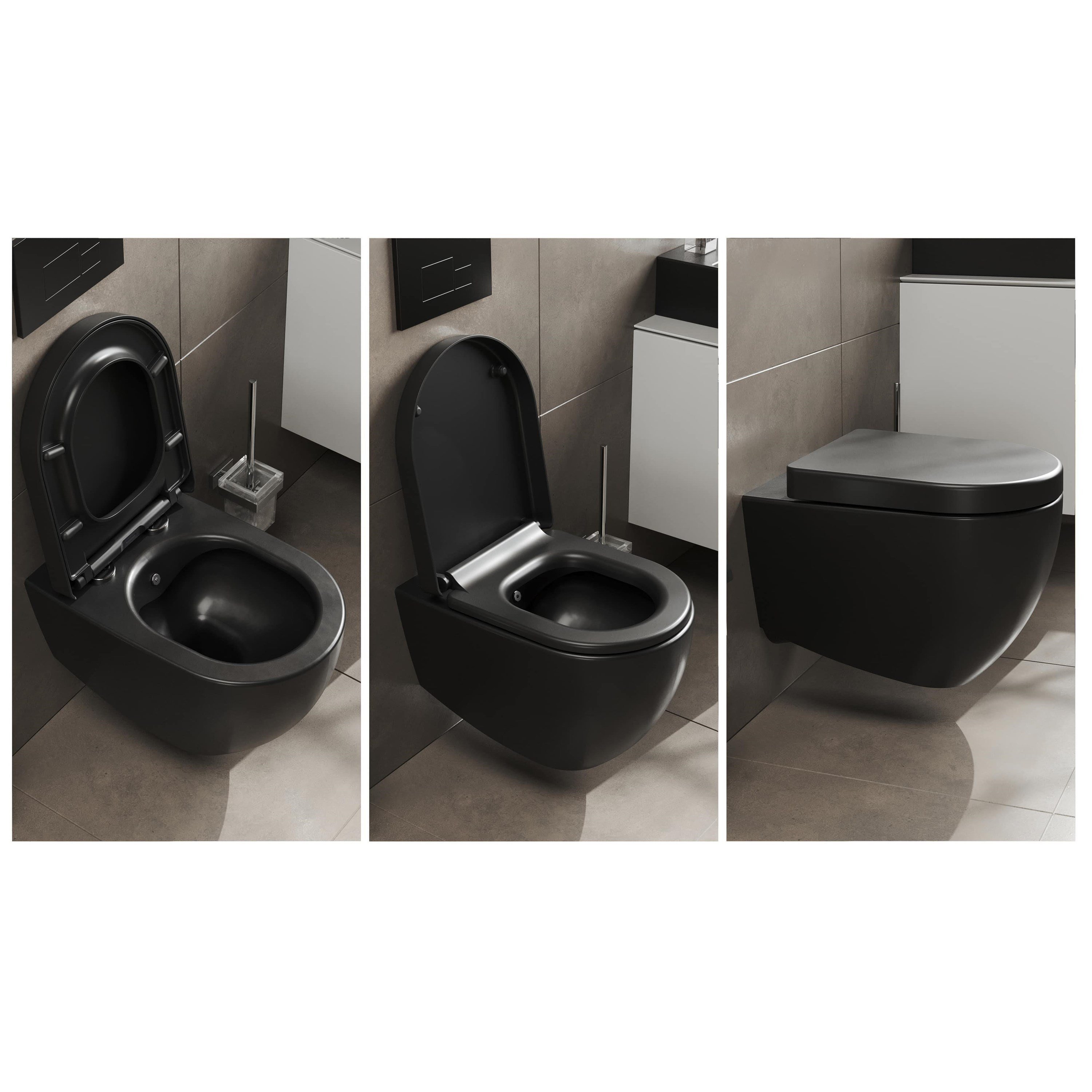 Aqua Bagno Voca Asma Klozet 54 cm, Mat Siyah - Set 2 Parça - DP Kapak Dahil | S.10.21.01.01.02.01