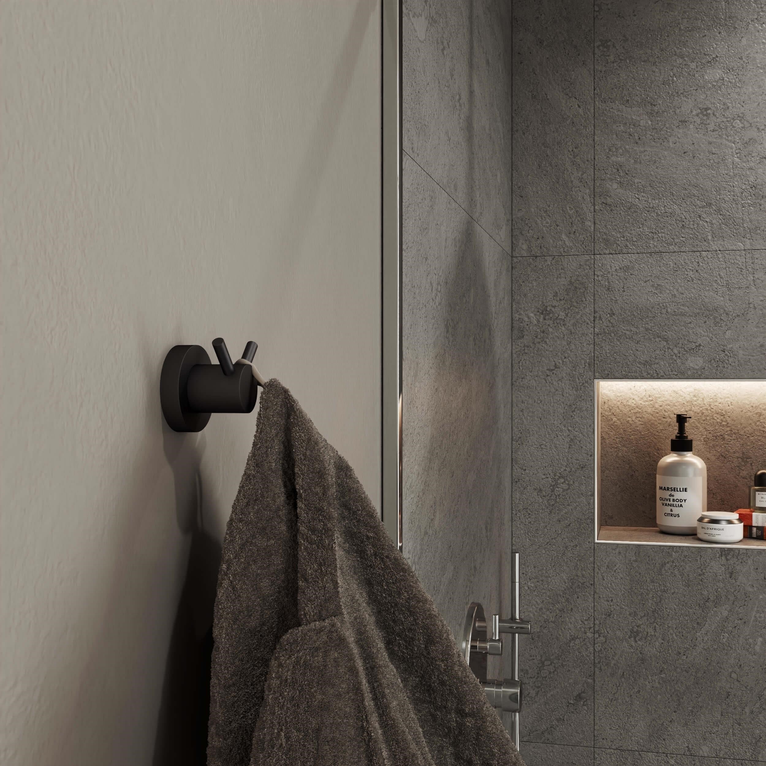 Aqua Bagno Zero Bornozluk - İkili, Mat Siyah | 35.21.51.02.03