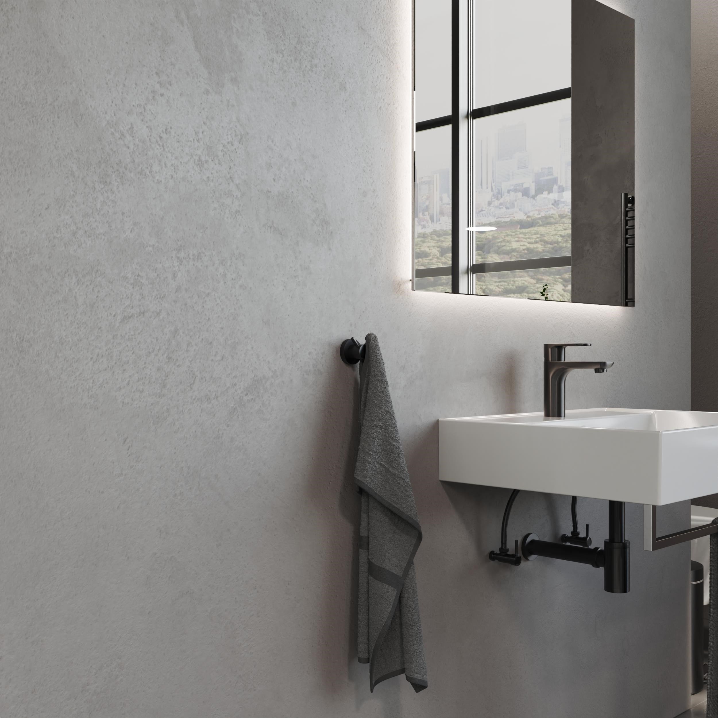 Aqua Bagno Zero Bornozluk - İkili, Mat Siyah | 35.21.51.02.03