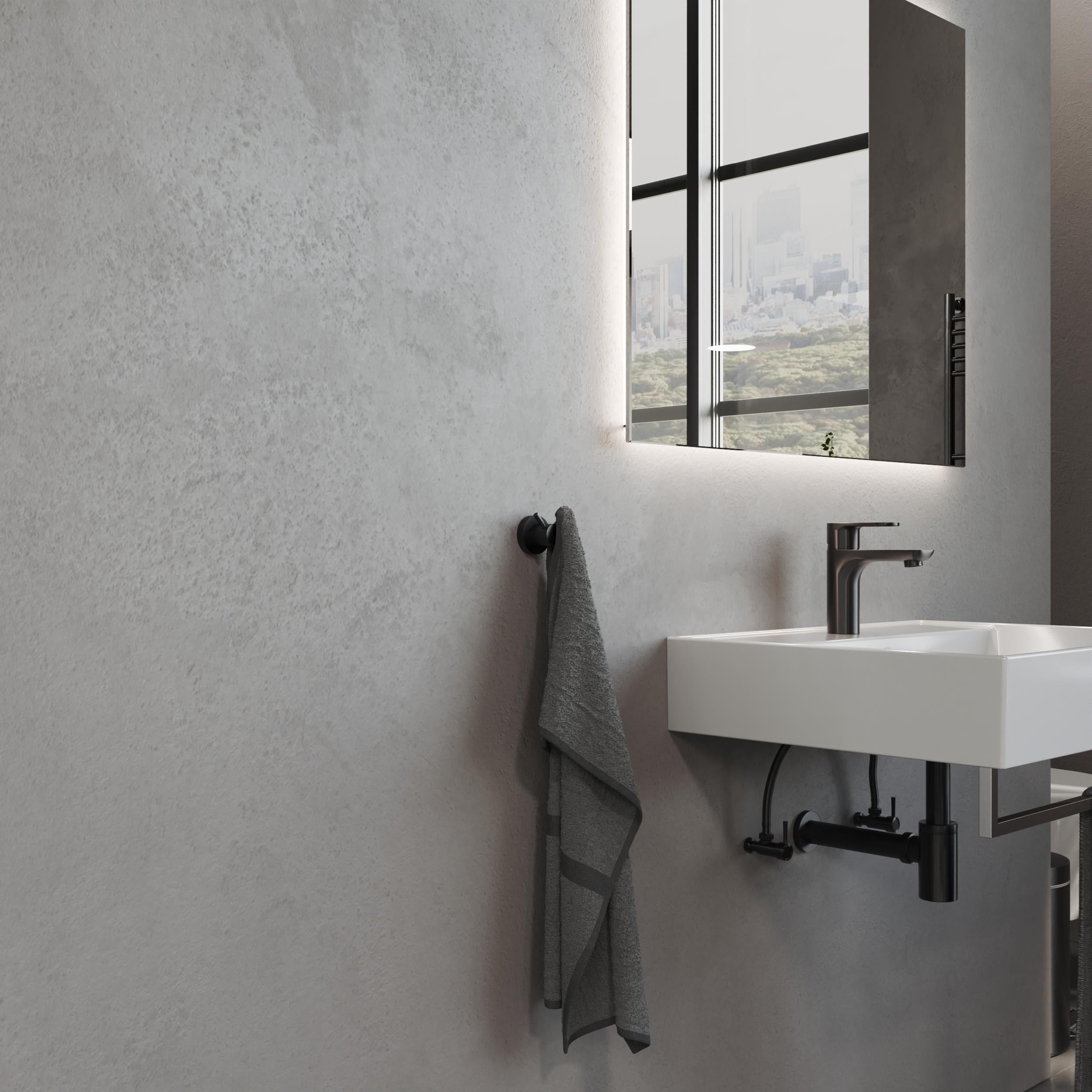 Aqua Bagno Zero Bornozluk - İkili, Mat Siyah | 35.21.51.02.03