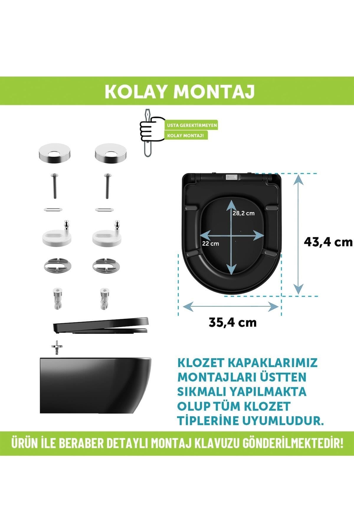 Aqua Bagno Zero Yavaş Kapanan Klozet Kapağı, Mat Siyah, Duroplast | 90.99.50.42