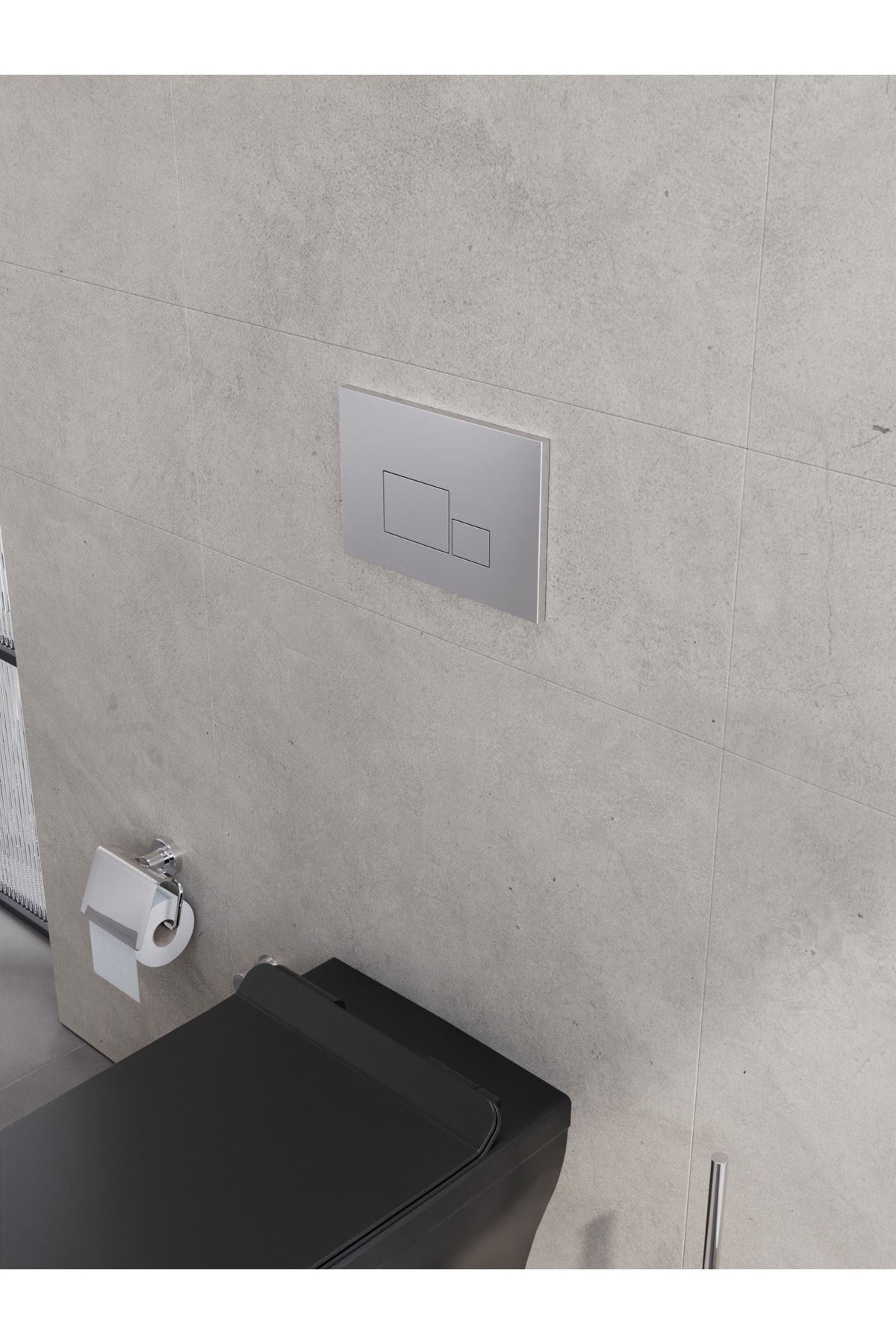 Basic Gömme Rezervuar -tuğla Tipi, Mat Krom Kapak Set 2 Parça