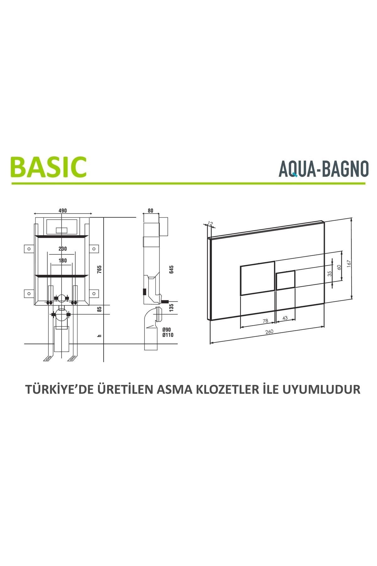 Basic Gömme Rezervuar -tuğla Tipi, Mat Krom Kapak Set 2 Parça
