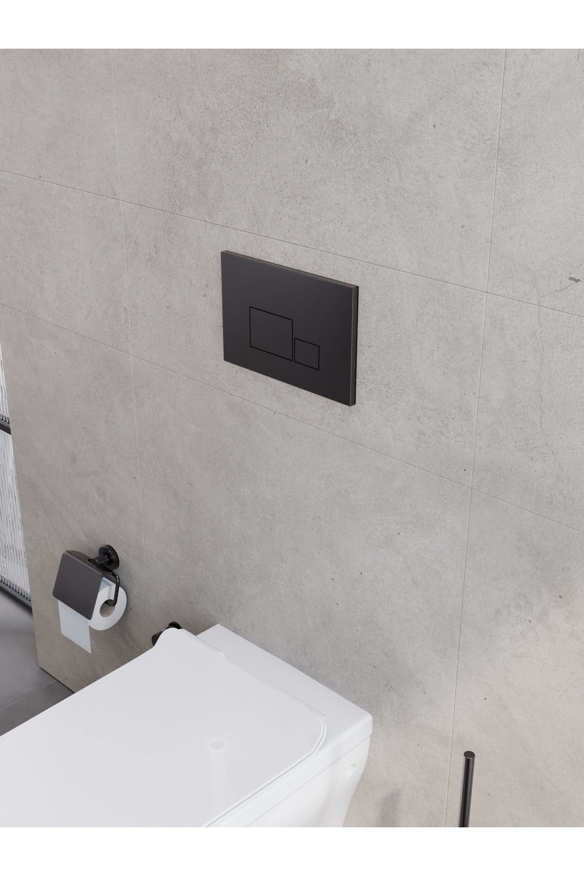 Basic Gömme Rezervuar -tuğla Tipi, Mat Siyah Kapak Set 2 Parça